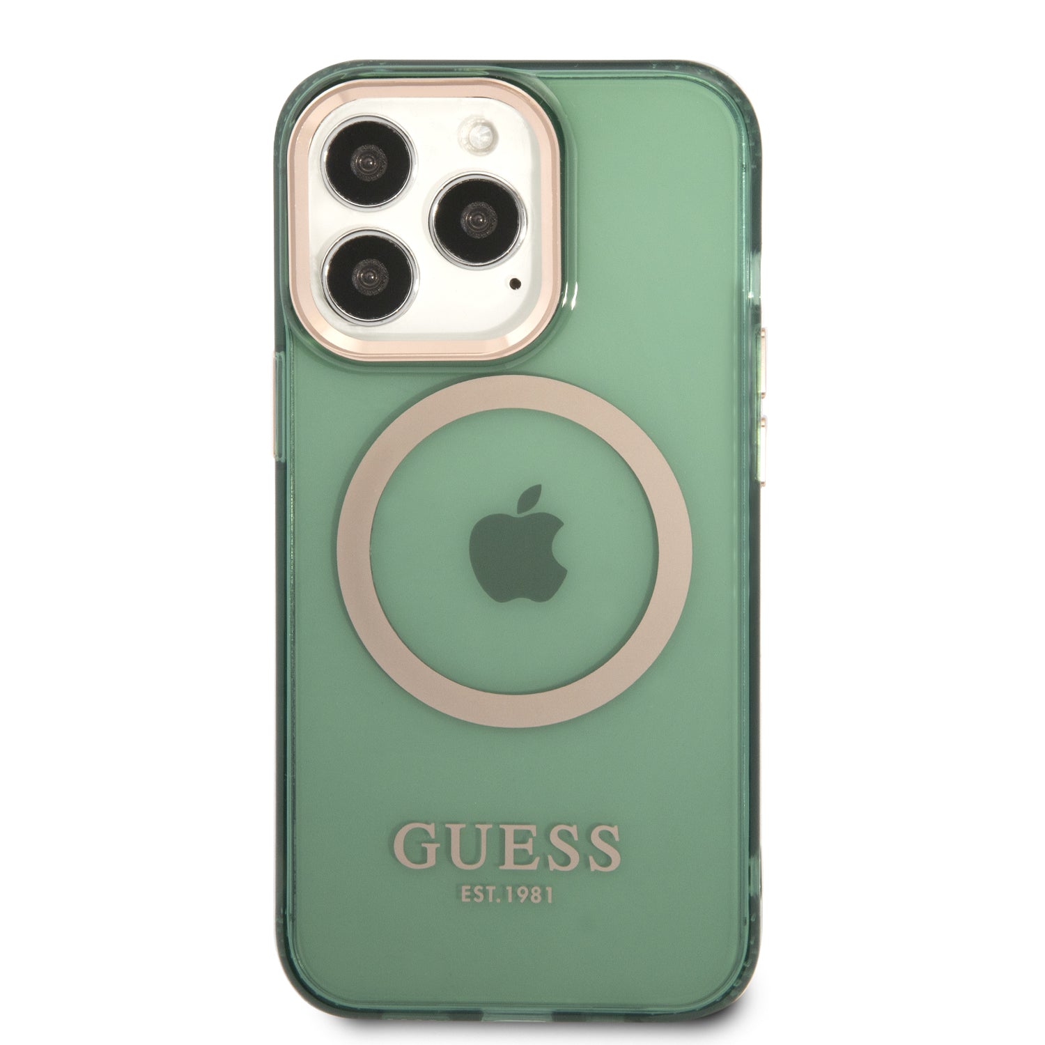 Guess “Gold Outline Translucent” MagSafe Hard Case Θήκη προστασίας από σκληρό πλαστικό – iPhone 13 Pro (Χακί – GUHMP13LHTCMA)