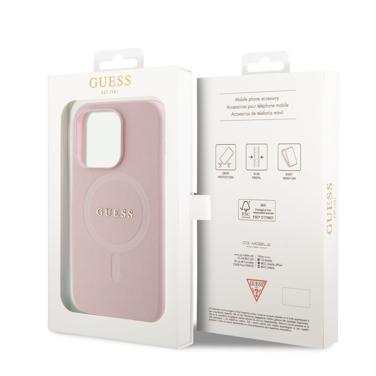 Guess Saffiano Hard Case Θήκη προστασίας από δερματίνη – iPhone 13 Pro (Ροζ – GUHMP13LPSAHMCP)