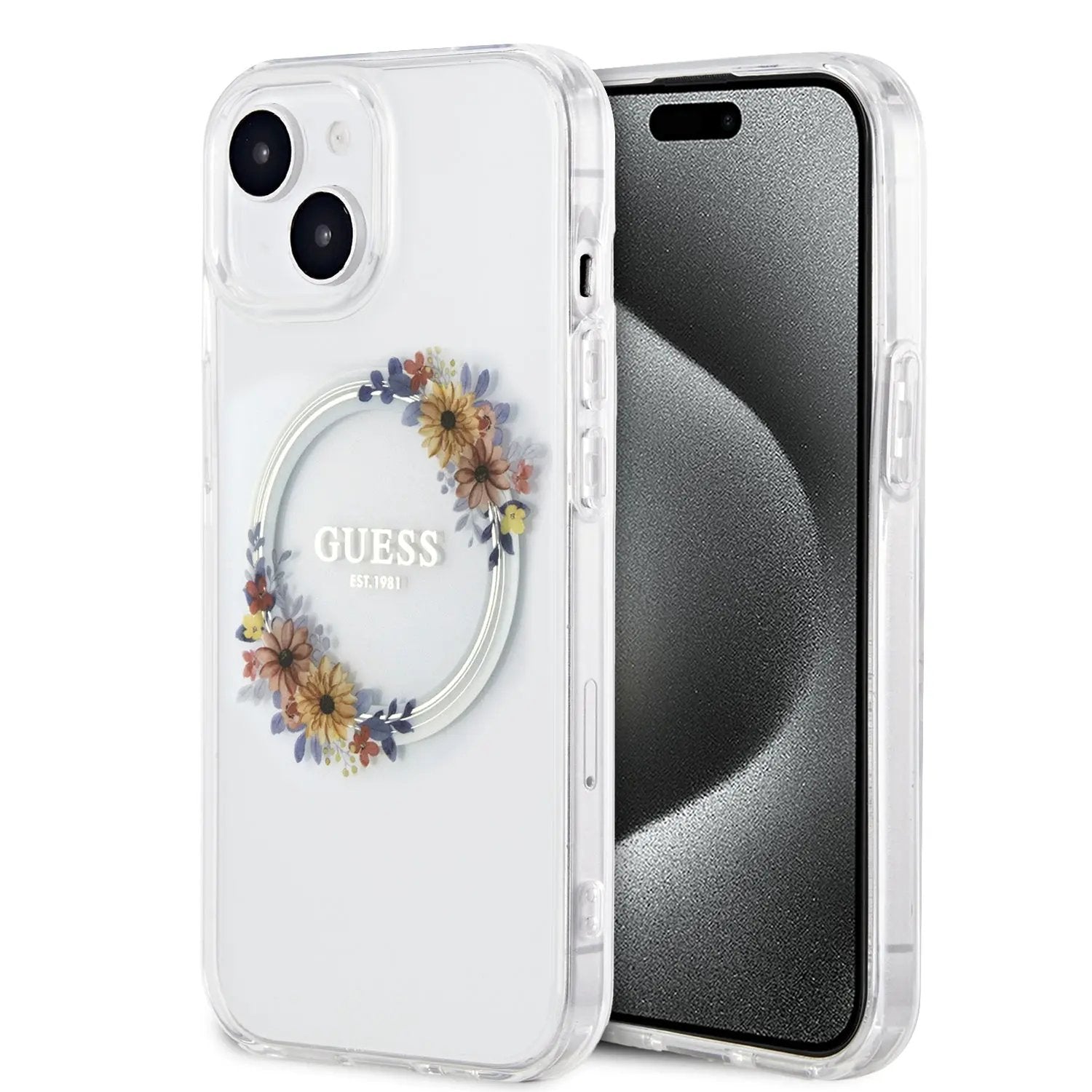 Guess “flowers Wreath Collection” Magsafe Hard Case Θήκη Προστασίας Απο Σκληρο Πλαστικο – Iphone 13 (διαφανο – Guhmp13mhfwfct) – PhoneBazaar