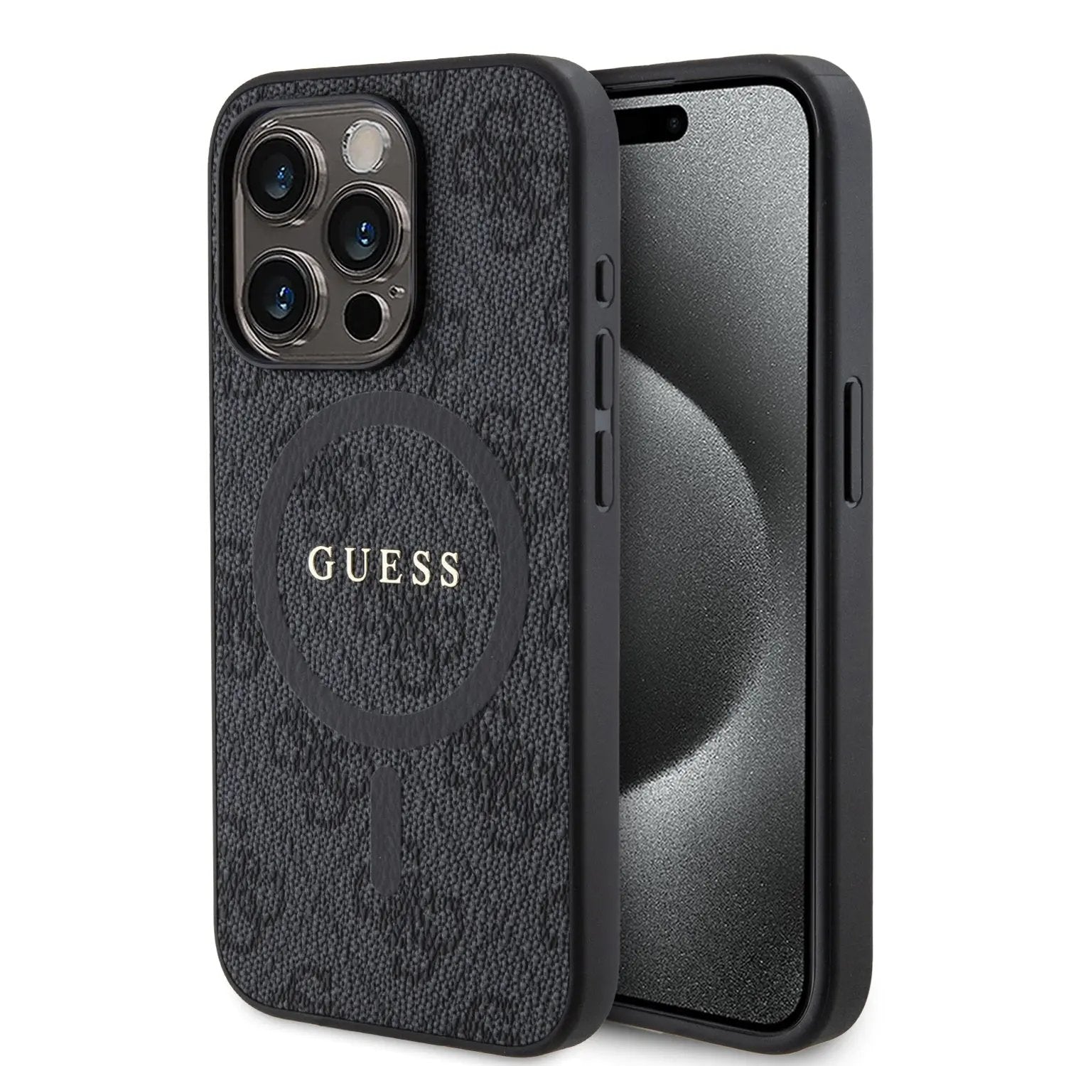 Guess “4g Logo Collection” Magsafe Ring Stand Hard Case Θήκη Προστασίας Απο Δερματινη – Iphone 15 Pro (μαυρο – Guhmp15lg4gfrk) – PhoneBazaar