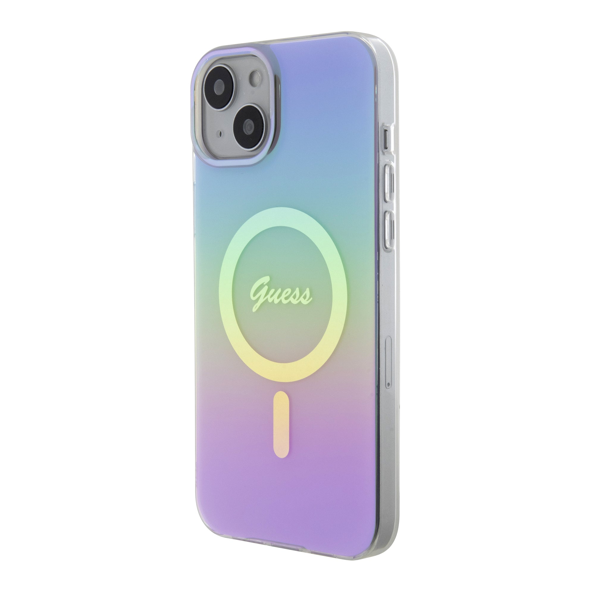 Guess Iridescent Magsafe Case Πολύχρωμη θήκη προστασίας από σκληρό πλαστικό – iPhone 15 (Rainbow Purple – GUHMP15SHITSU)