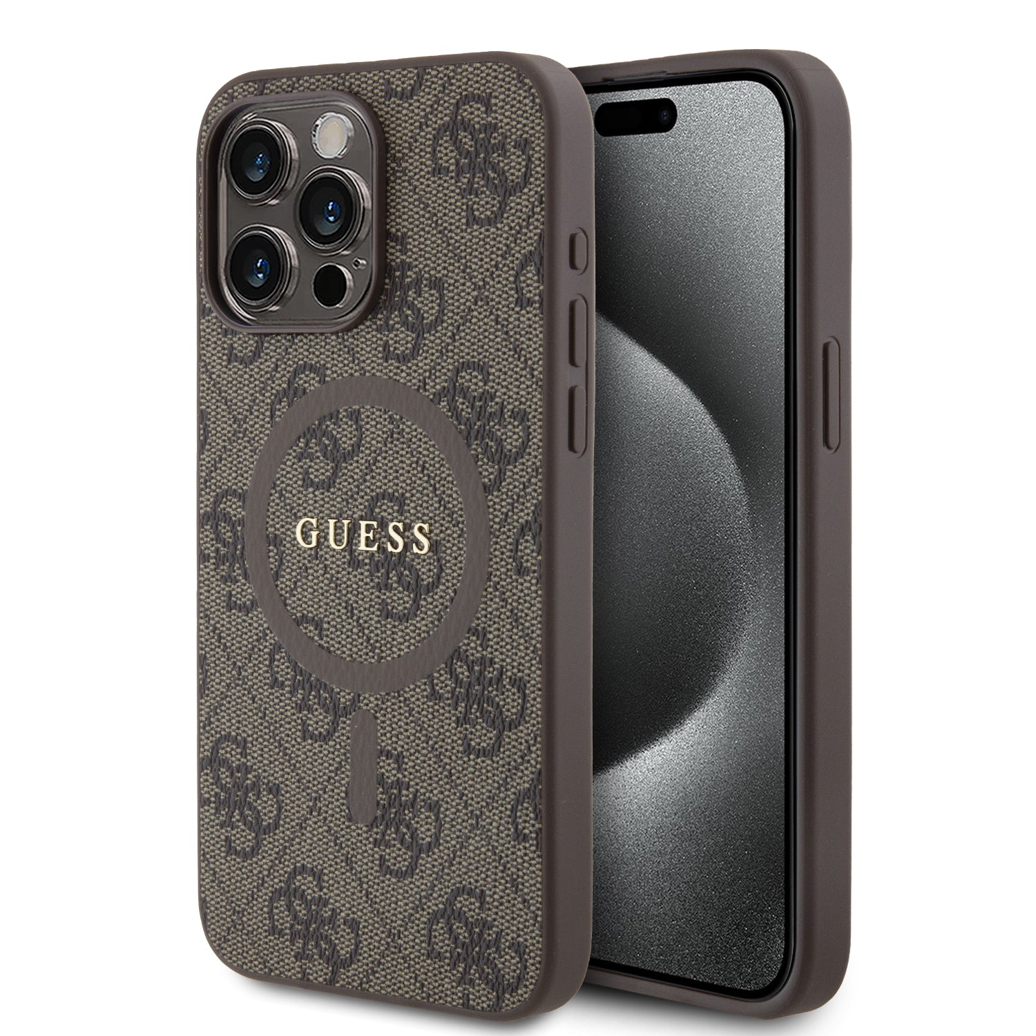 Guess “4g Logo Collection” Magsafe Ring Stand Hard Case Θήκη Προστασίας Απο Δερματινη – Iphone 15 Pro Max (καφε – Guhmp15xg4gfrw) – PhoneBazaar