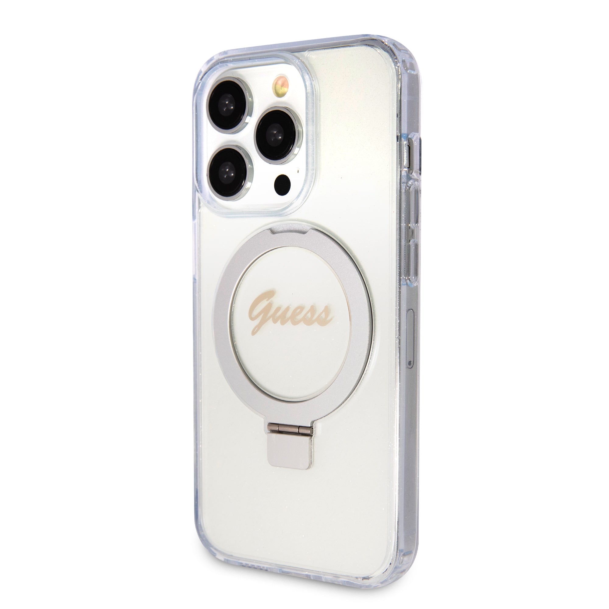 Guess MagSafe Ring Stand Glitter Hard Case Θήκη προστασίας από σιλικόνη – iPhone 15 Pro Max (Διάφανη – GUHMP15XHRSGSD)