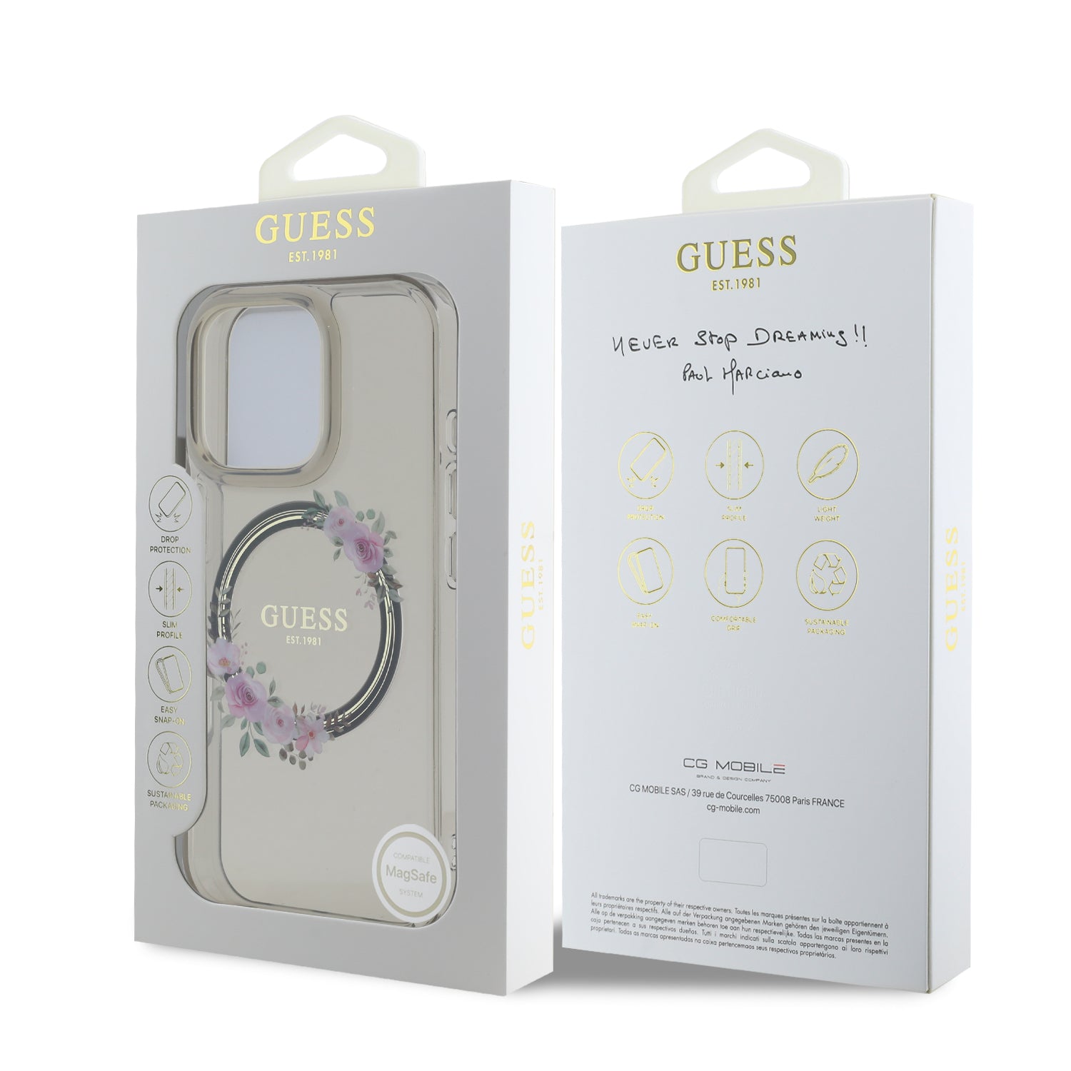 Guess Magsafe “Flower Wreath” Hard Case Θήκη προστασίας από σκληρό πλαστικό – iPhone 16 Pro (Μαύρο – GUHMP16LHFWFCK)
