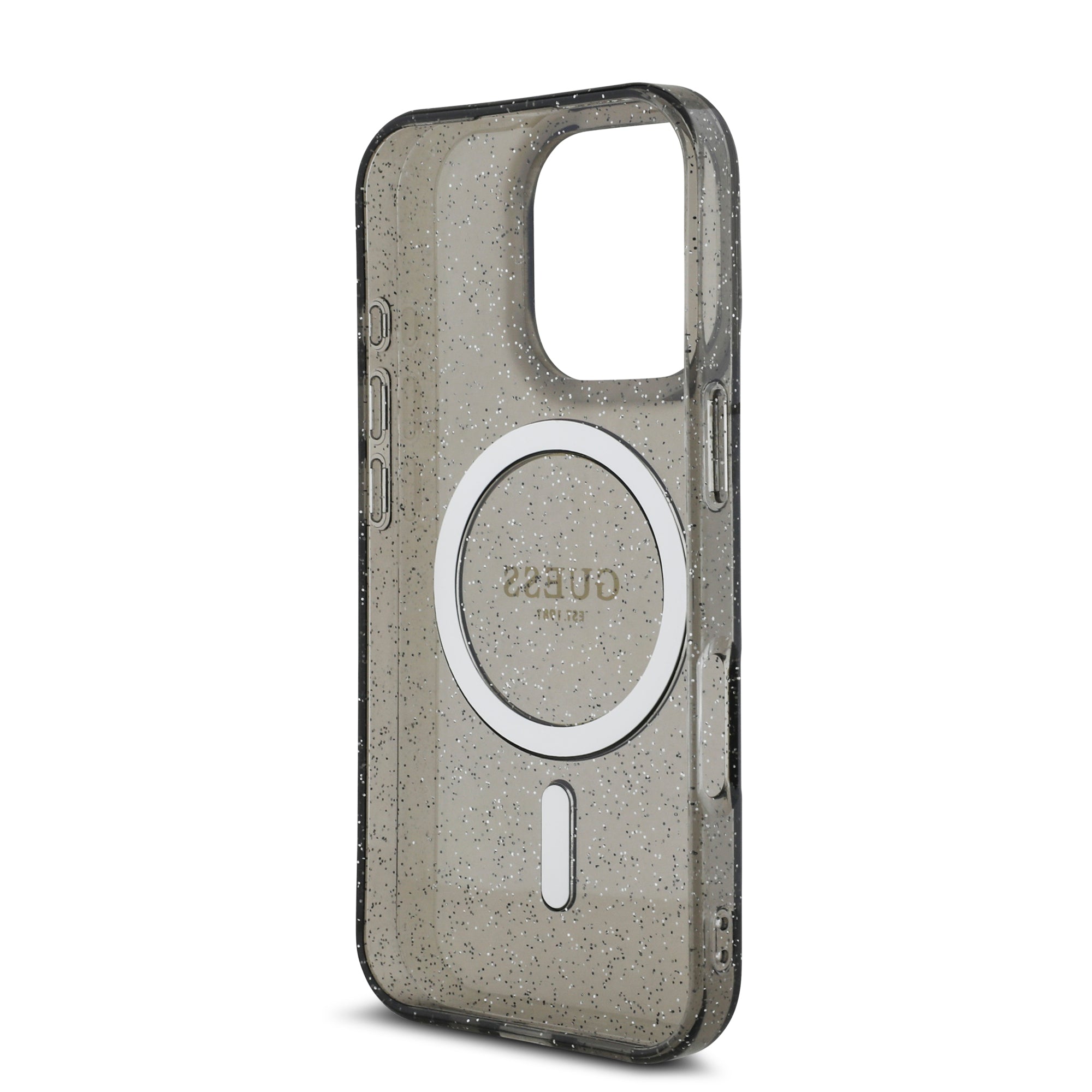 Guess Magsafe “Glitter with Pearl Strap” Hard Case Θήκη προστασίας από σκληρό πλαστικό – iPhone 16 Pro (Μαύρο – GUHMP16LHGCRELSK)