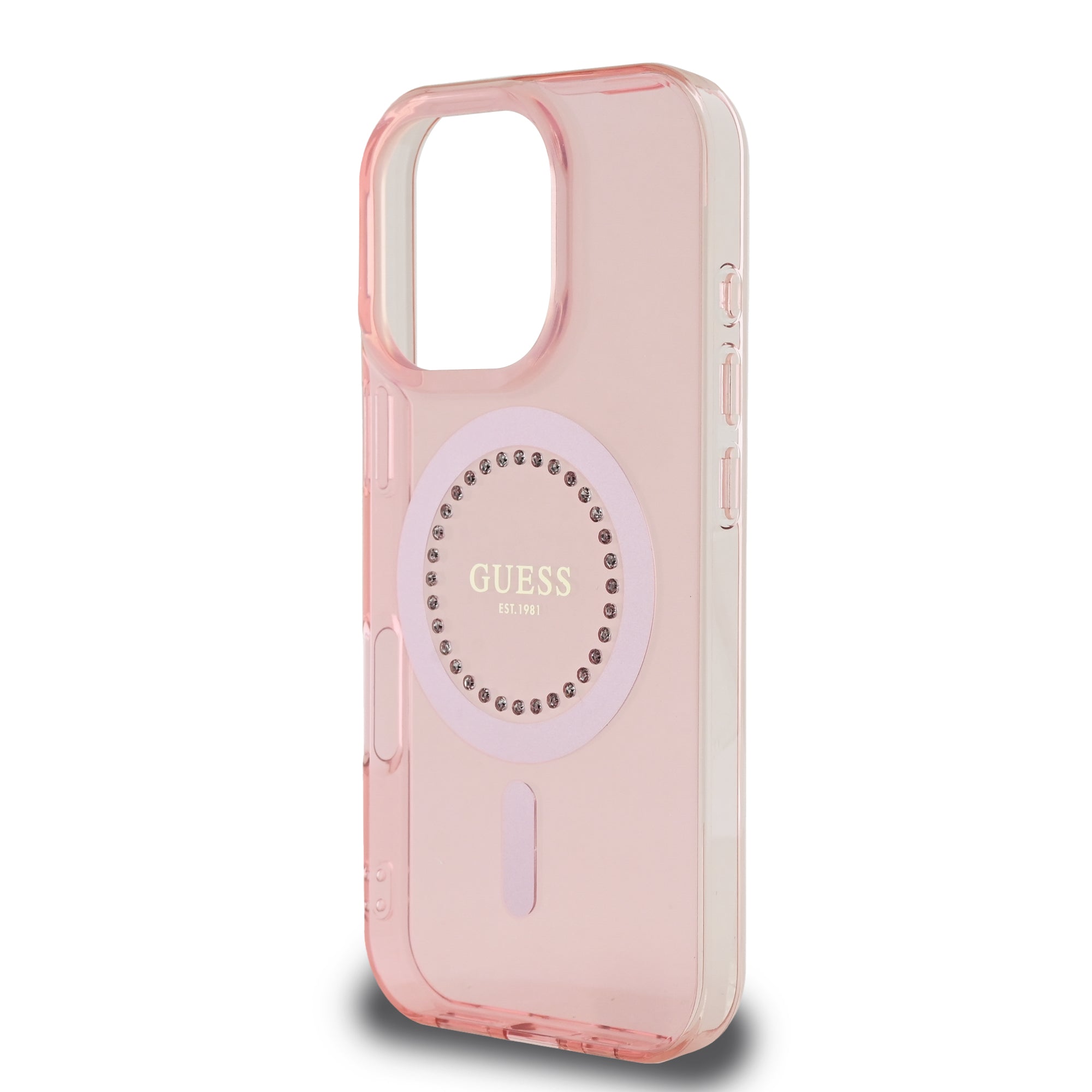 Guess Magsafe “Rhinestones” Hard Case Θήκη προστασίας από σκληρό πλαστικό – iPhone 16 Pro (Ροζ – GUHMP16LPFTDTEP)