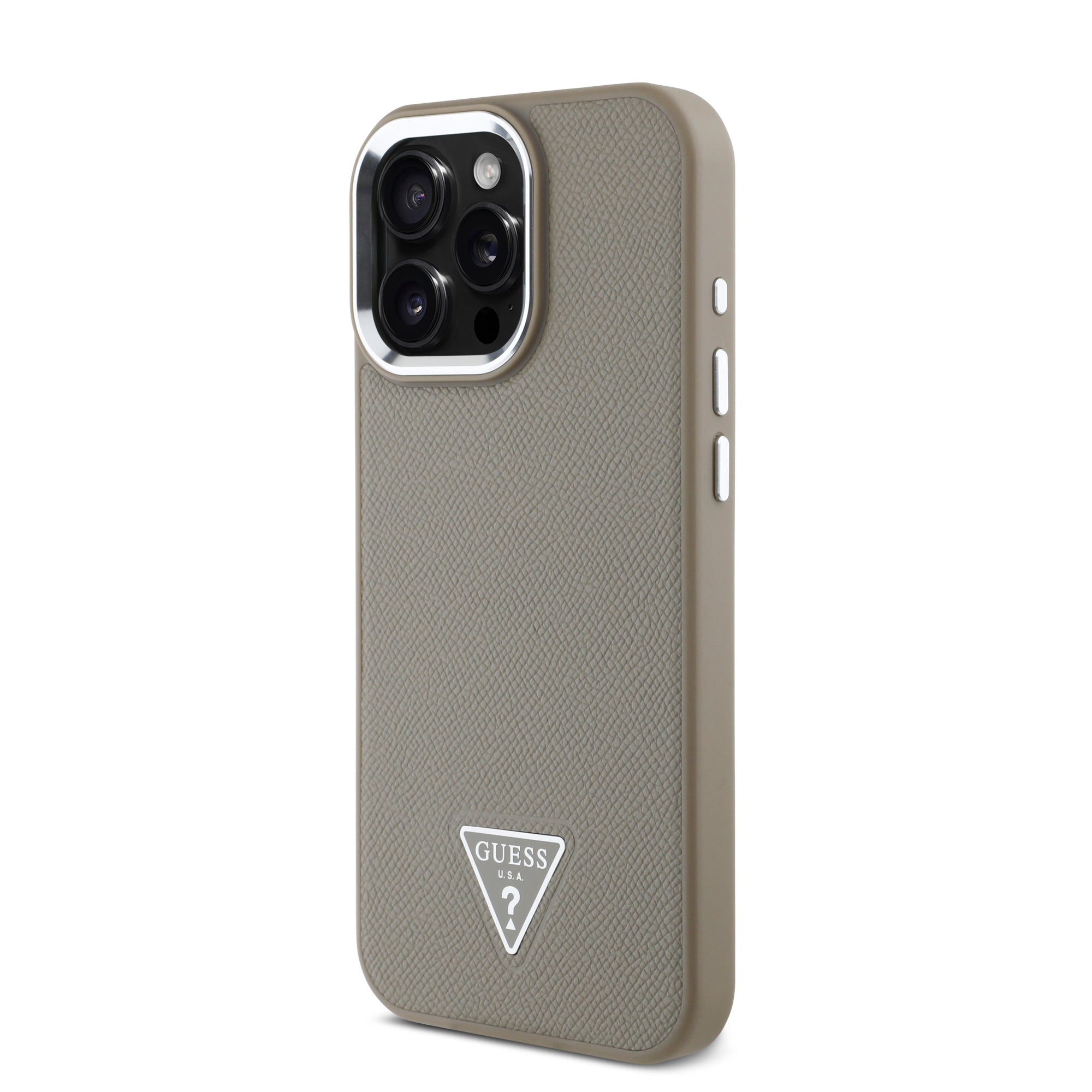 Guess Magsafe “Triangle Logo” Grained PU Case Θήκη προστασίας από δερματίνη – iPhone 16 Pro (Καφέ – GUHMP16LPGTSPSW)