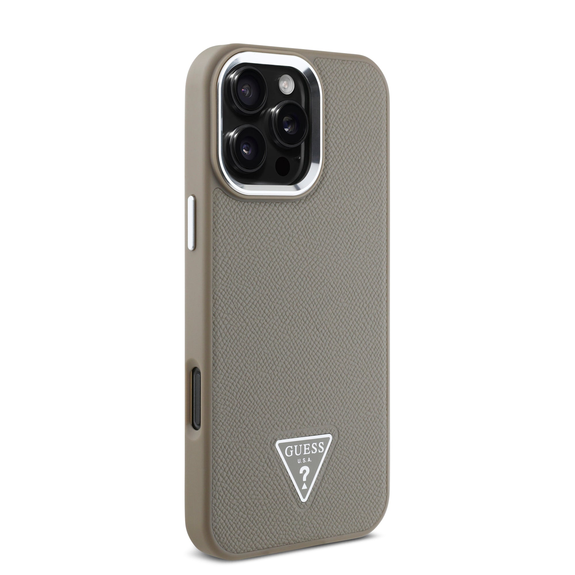 Guess Magsafe “Triangle Logo” Grained PU Case Θήκη προστασίας από δερματίνη – iPhone 16 Pro (Καφέ – GUHMP16LPGTSPSW)