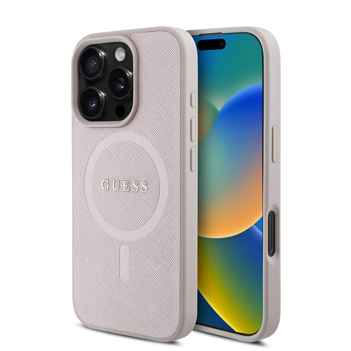 Guess Magsafe “Saffiano Collection" Hard Case Θήκη προστασίας από δερματίνη – iPhone 16 Pro (Ροζ – GUHMP16LPSAHMCP)