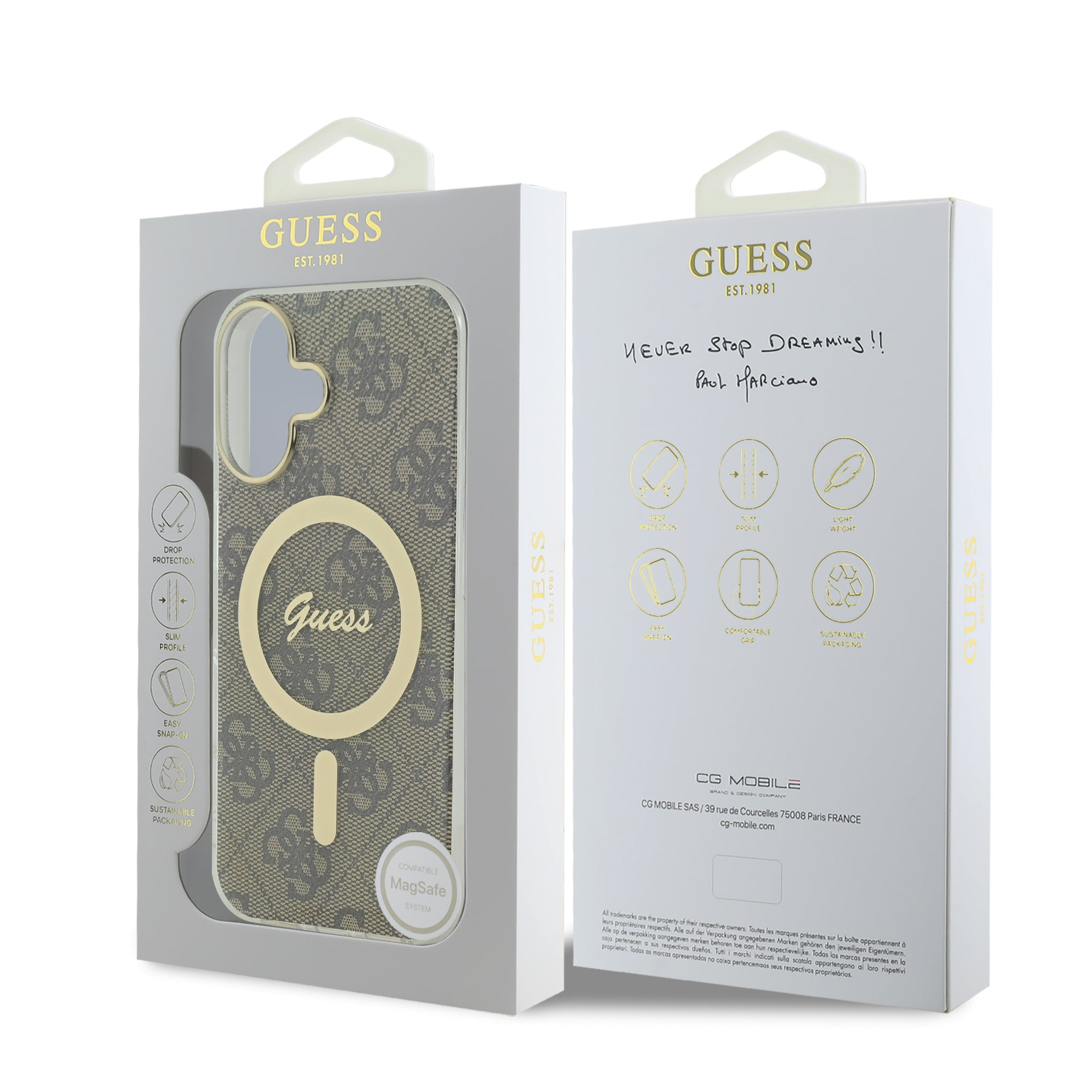 Guess Magsafe “4G Logο” Hard Case Ημιδιάφανη Θήκη προστασίας από σκληρό πλαστικό – iPhone 16 (Διάφανο/Καφέ – GUHMP16SH4STW)