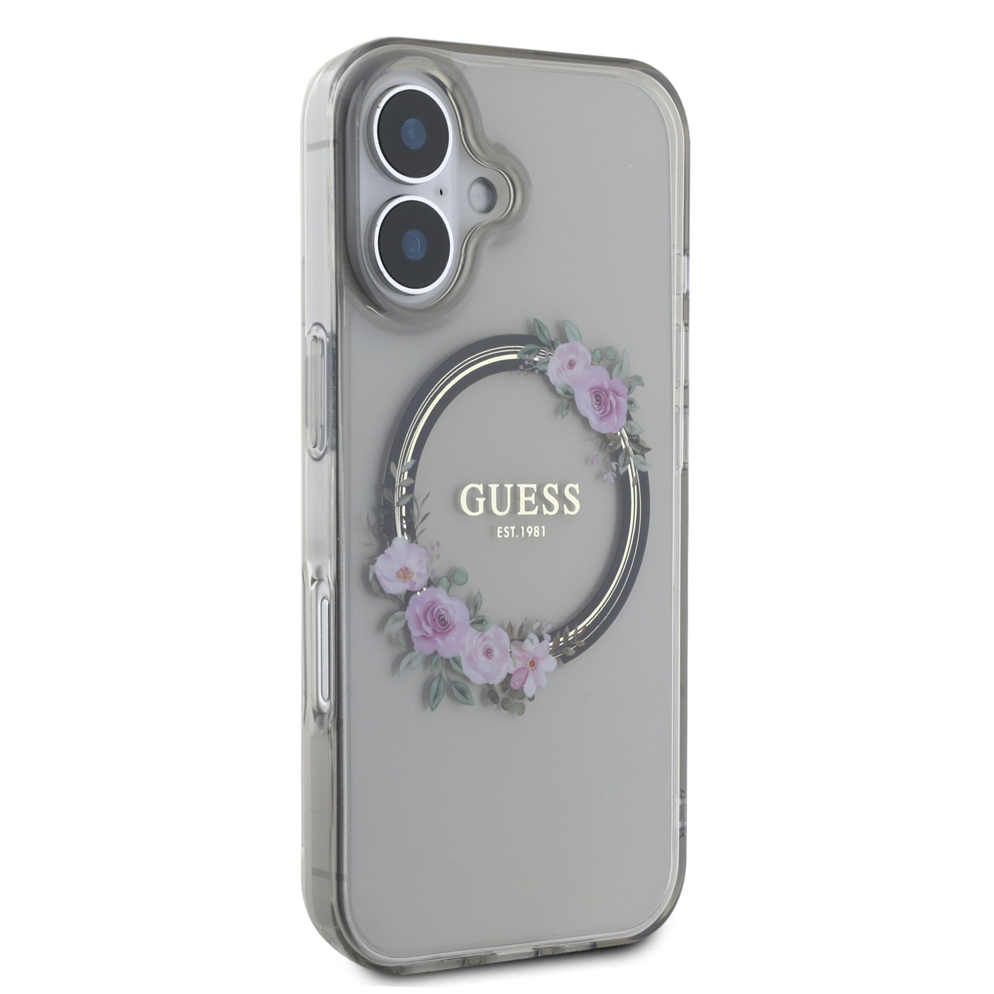 Guess Magsafe “Flower Wreath” Hard Case Θήκη προστασίας από σκληρό πλαστικό – iPhone 16 (Μαύρο – GUHMP16SHFWFCK)
