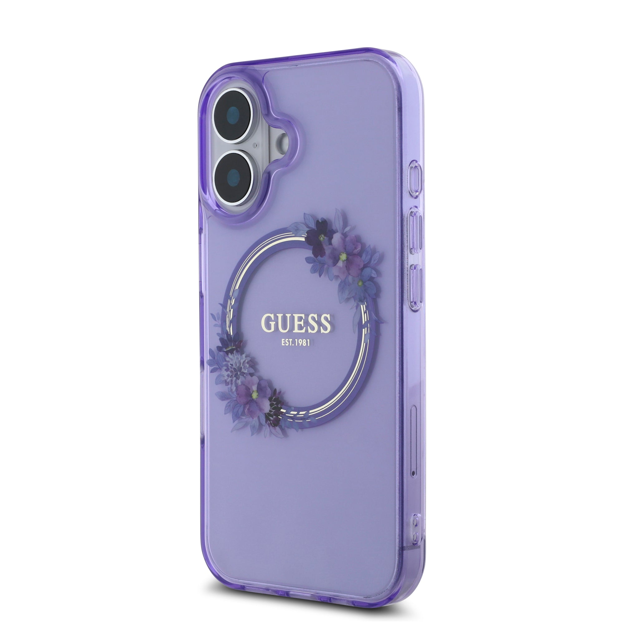 Guess Magsafe “Flower Wreath” Hard Case Θήκη προστασίας από σκληρό πλαστικό – iPhone 16 (Μωβ – GUHMP16SHFWFCU)