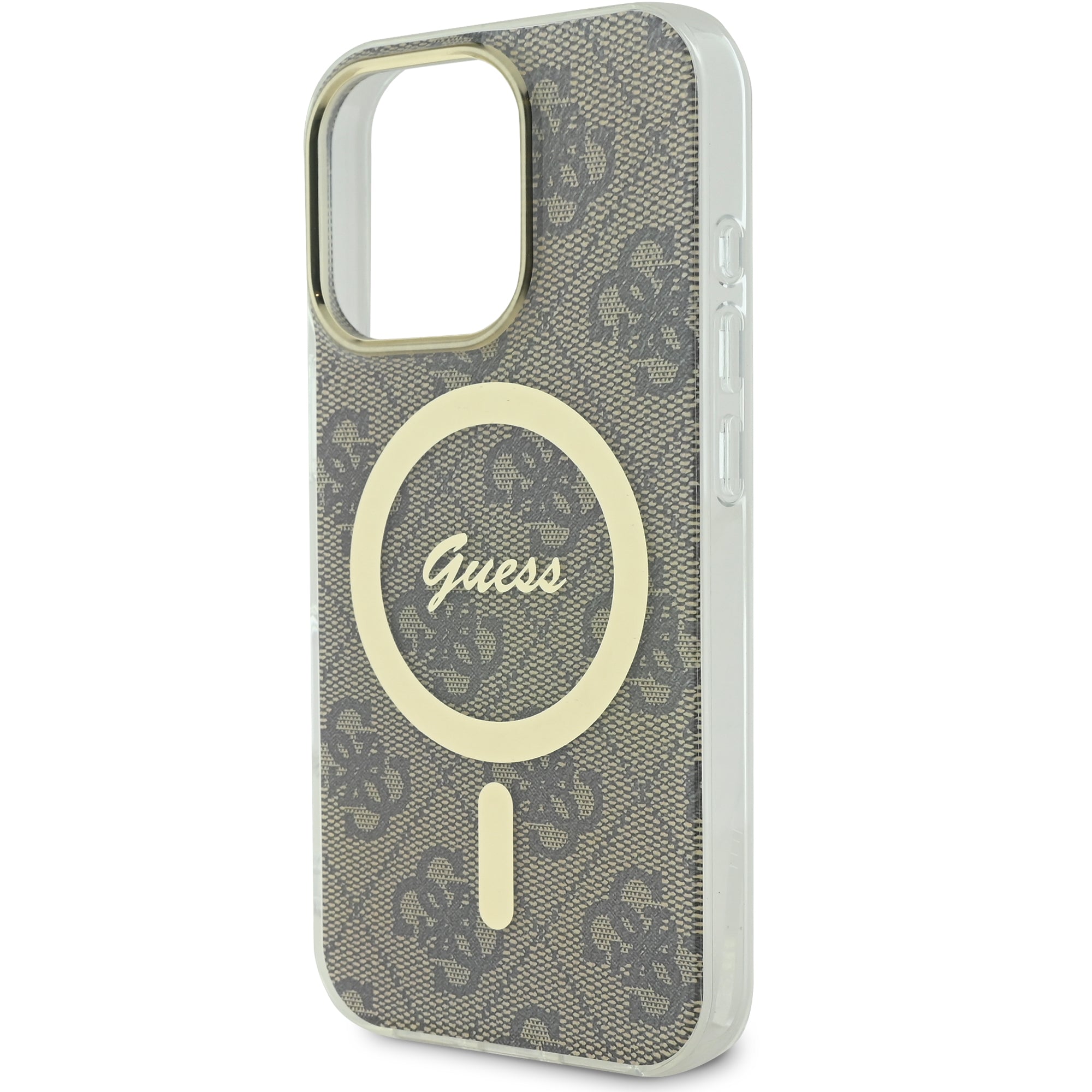 Guess Magsafe “4G Logο” Hard Case Ημιδιάφανη Θήκη προστασίας από σκληρό πλαστικό – iPhone 16 Pro Max (Διάφανο/Καφέ – GUHMP16XH4STW)