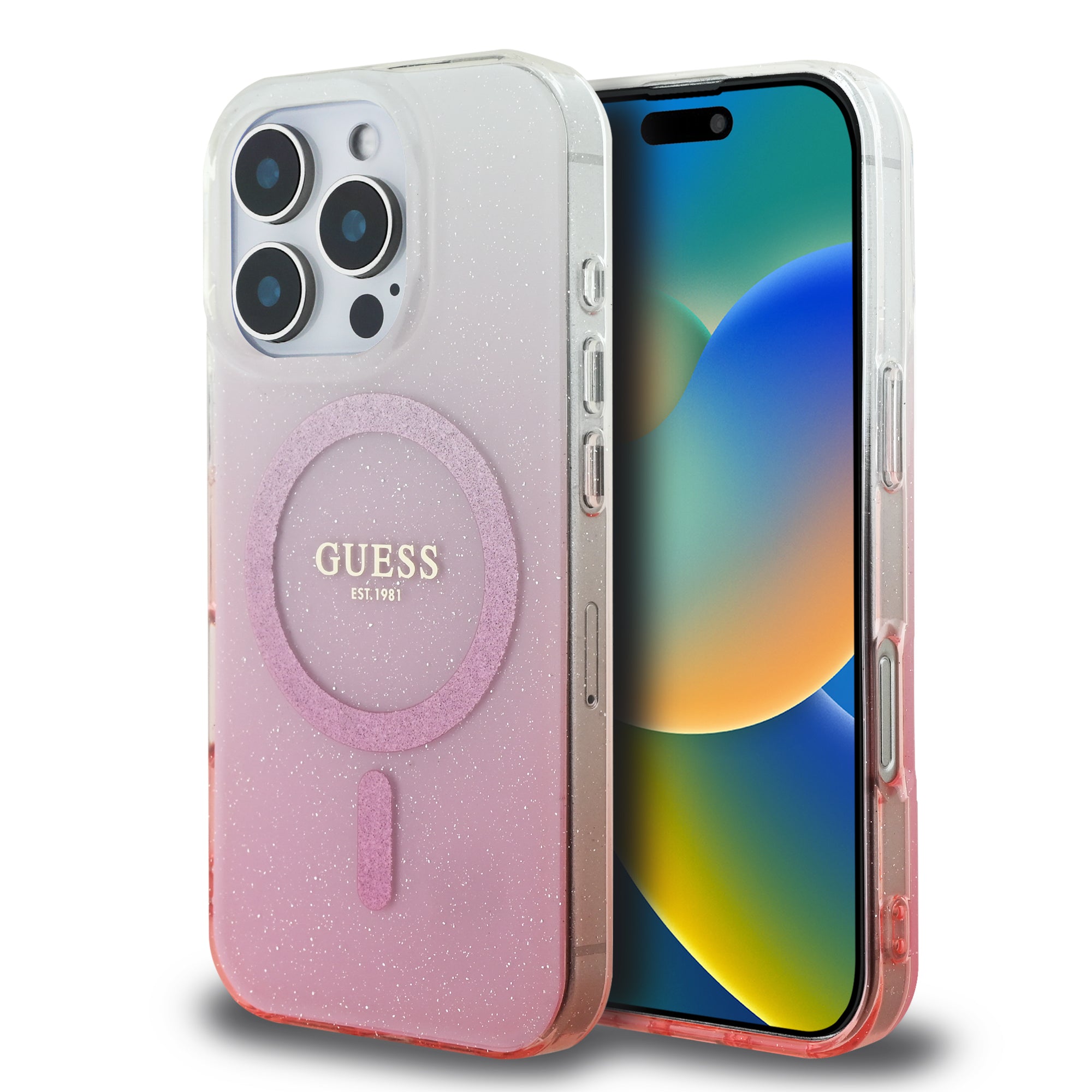 Guess Magsafe “Glitter Gradient” Hard Case Θήκη προστασίας από σκληρό πλαστικό – iPhone 16 Pro Max (Ροζ – GUHMP16XHGRCELP) – PhoneBazaar
