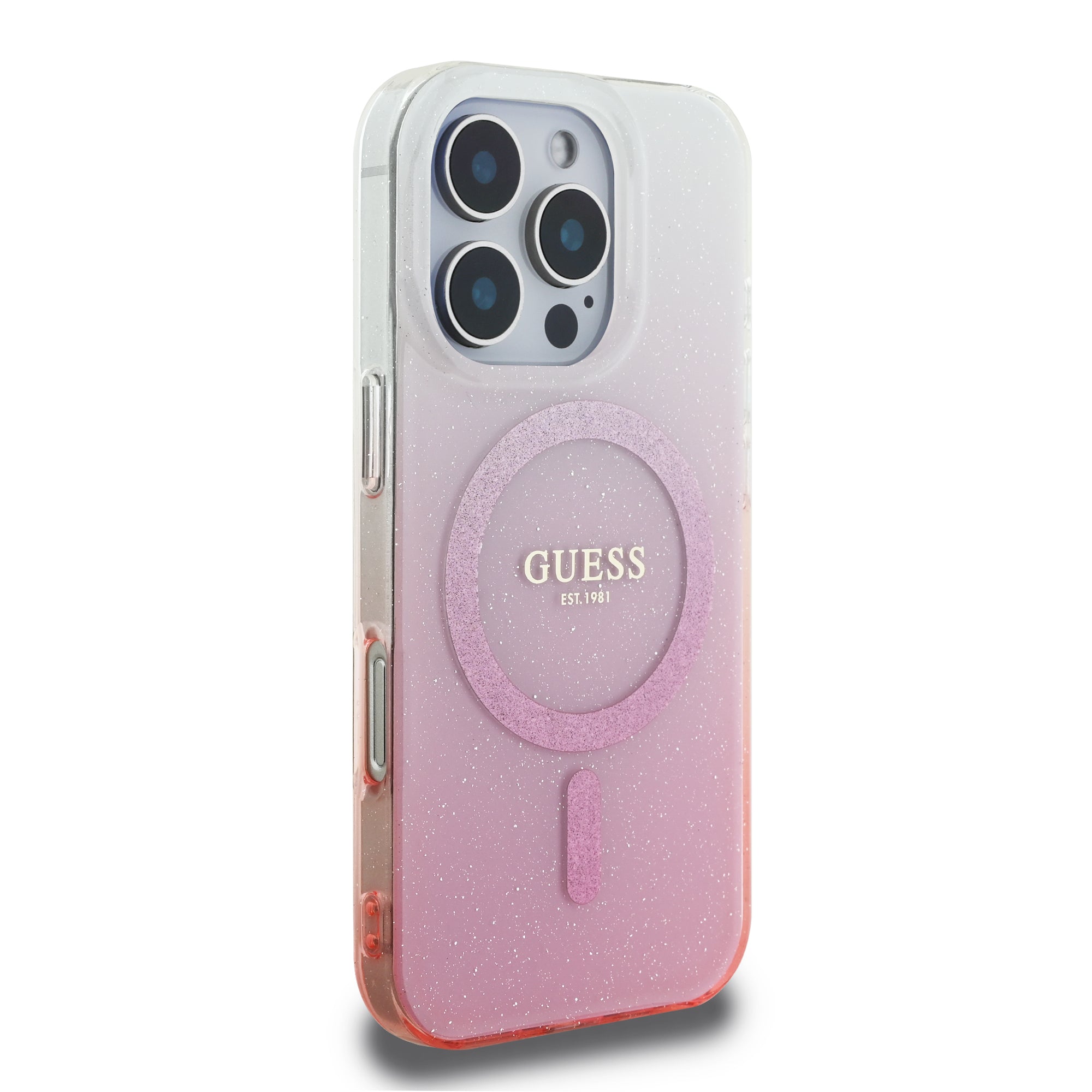Guess Magsafe “Glitter Gradient” Hard Case Θήκη προστασίας από σκληρό πλαστικό – iPhone 16 Pro Max (Ροζ – GUHMP16XHGRCELP)