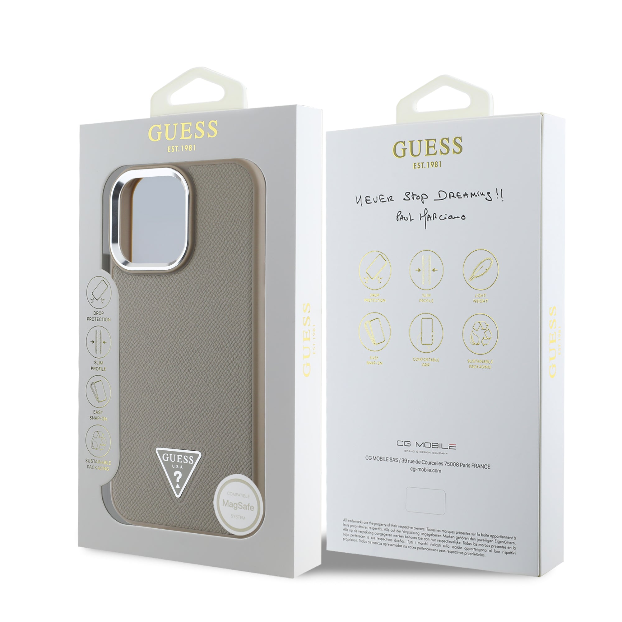 Guess Magsafe “Triangle Logo” Grained PU Case Θήκη προστασίας από δερματίνη – iPhone 16 Pro Max (Καφέ – GUHMP16XPGTSPSW)