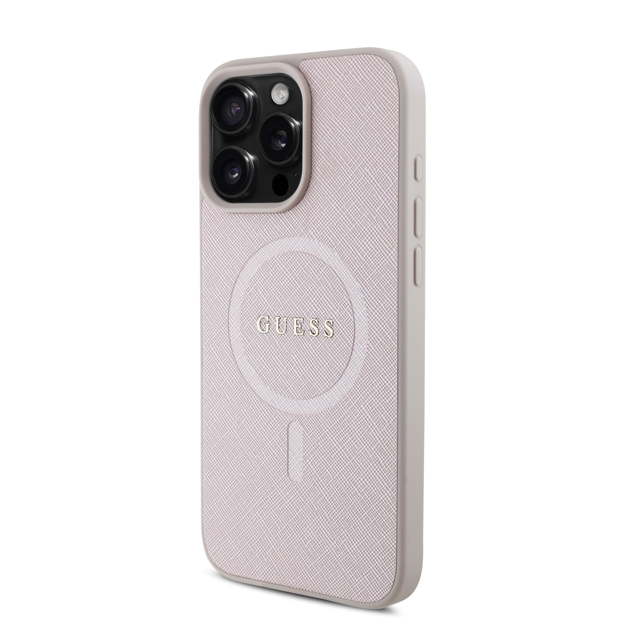 Guess Magsafe “Saffiano Collection" Hard Case Θήκη προστασίας από δερματίνη – iPhone 16 Pro Max (Ροζ – GUHMP16XPSAHMCP)