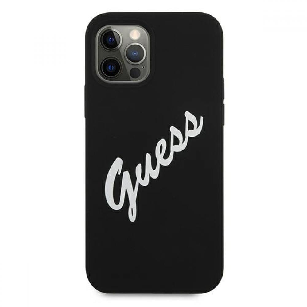 Guess "Vintage Script Logo Collection" Σκληρή Θήκη προστασίας από σιλικόνη – iPhone 12 Pro Max (Μαύρο/Λευκό)