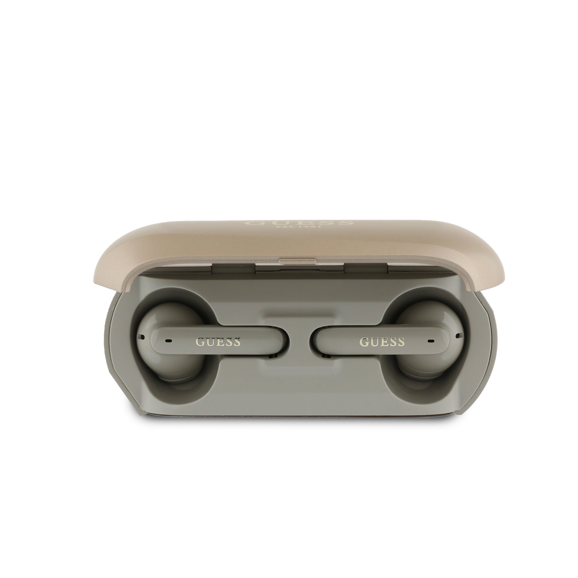 Guess Elongated Metallic Classic Printed Logo True Wireless ENC Earphones (Gold - GUTWSC2MCDSD)