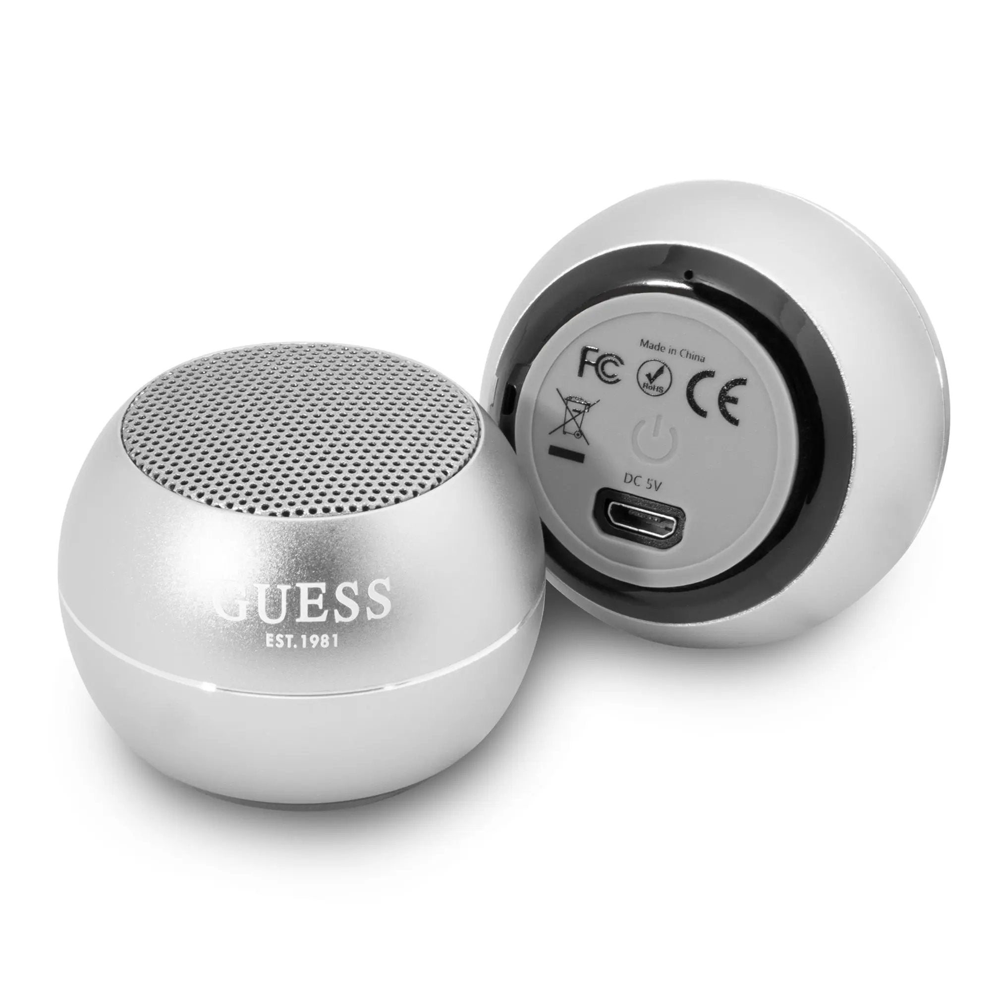 Guess Mini Φορητό Αλουμινένιο Ηχείο Bluetooth 3W με 4 ώρες αυτονομία (ασημί) – PhoneBazaar