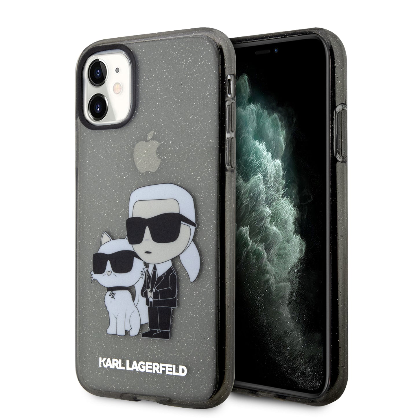 Karl Lagerfeld Rubber Case Nft Karl + Choupette Θήκη Προστασίας Από Σκληρό Πλαστικό – Iphone 11 (Clear Black/Glitter) – Θήκη για κινητό από το PhoneBazaar.gr