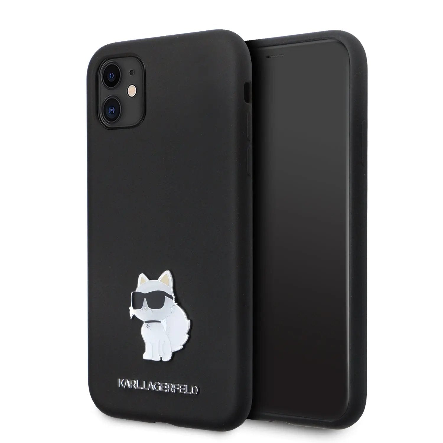 Karl Lagerfeld Choupette Metal Pin Hard Case Θήκη προστασίας από σιλικόνη  – iPhone 11 (Black – KLHCN61SMHCNPK) – PhoneBazaar