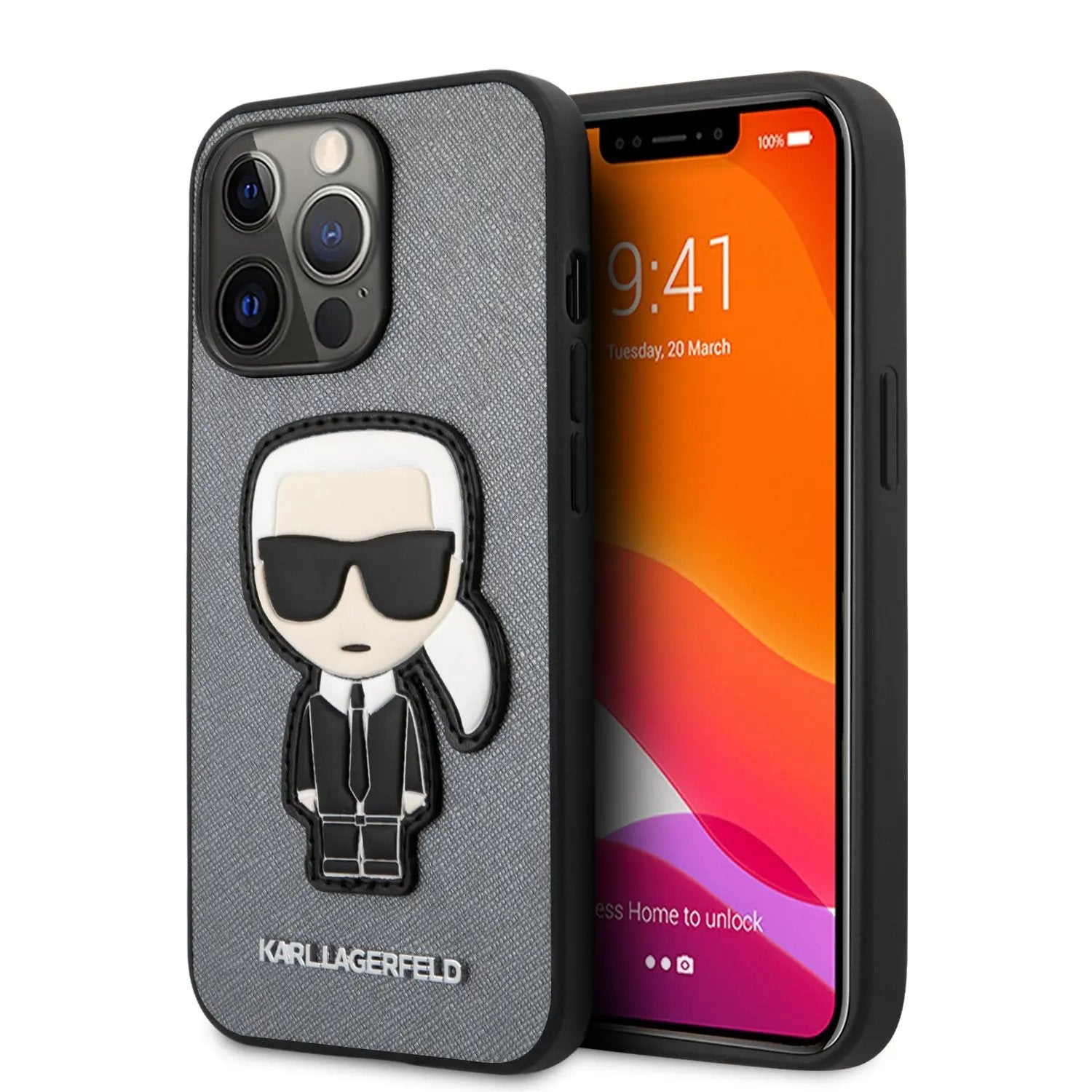 Karl Lagerfeld Ikonik Patch Saffiano Hard Case Θήκη προστασίας από δερματίνη – iPhone 13 Pro (ασημί – KLHCP13LOKPG) – PhoneBazaar