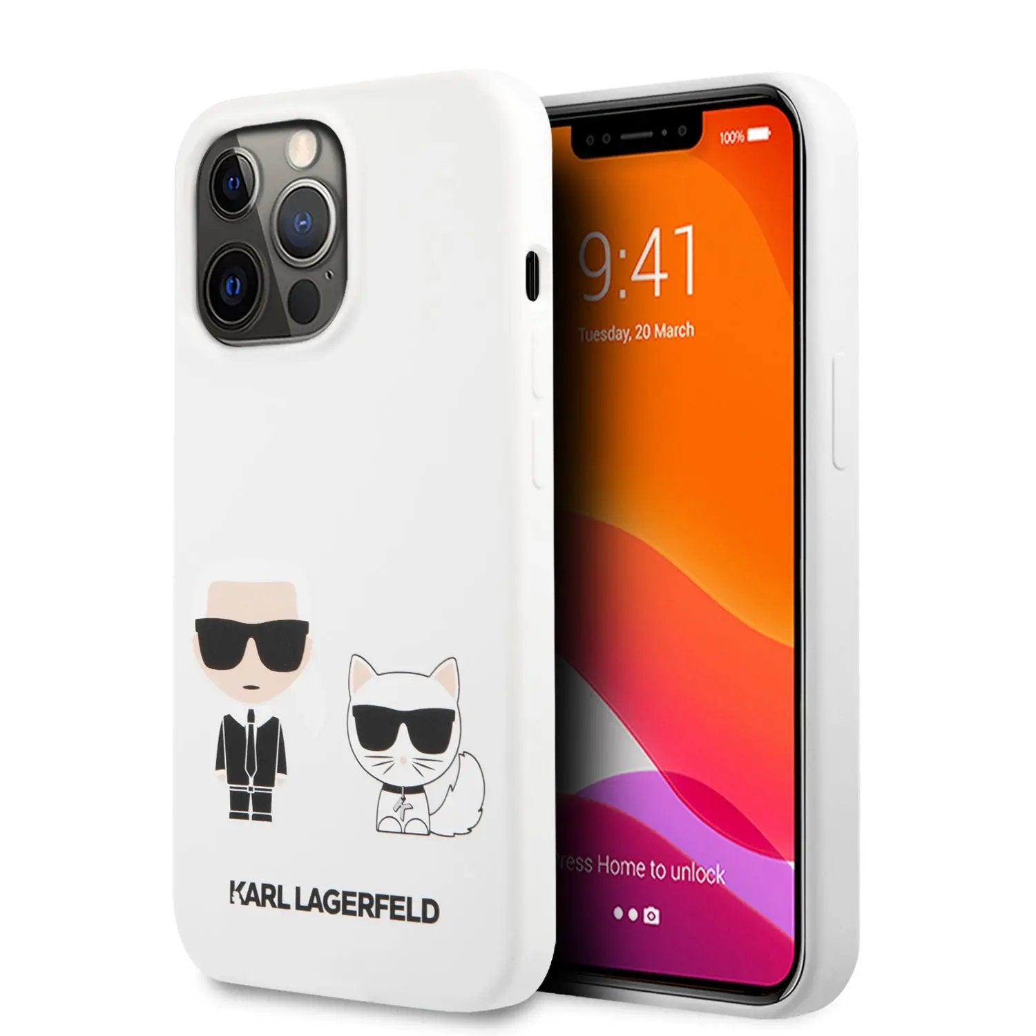 Karl Lagerfeld Silicone Case Karl+Choupette Θήκη προστασίας από σιλικόνη – iPhone 13 Pro (White) – PhoneBazaar