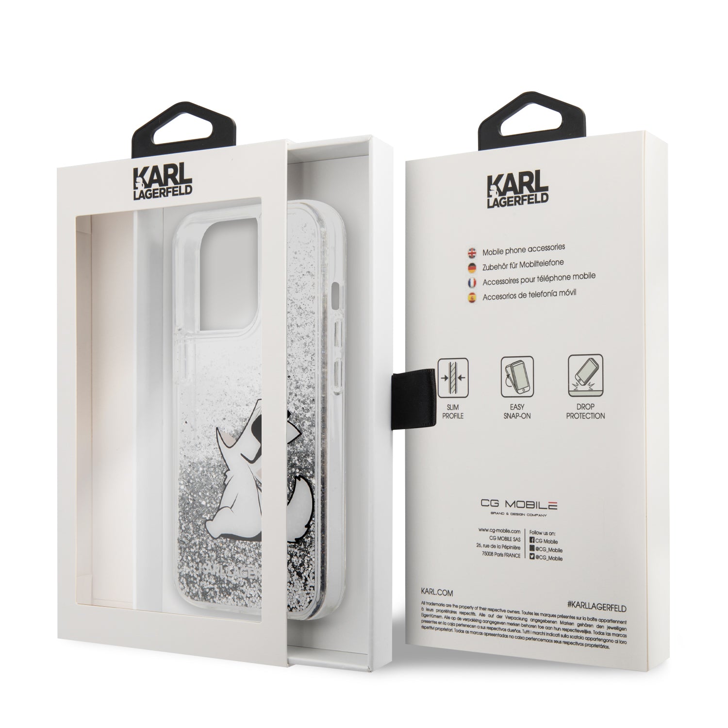 Karl Lagerfeld "Choupette Fun" Hard Case Θήκη προστασίας από σιλικόνη – iPhone 13 Pro Max (Clear/Glitter Silver)