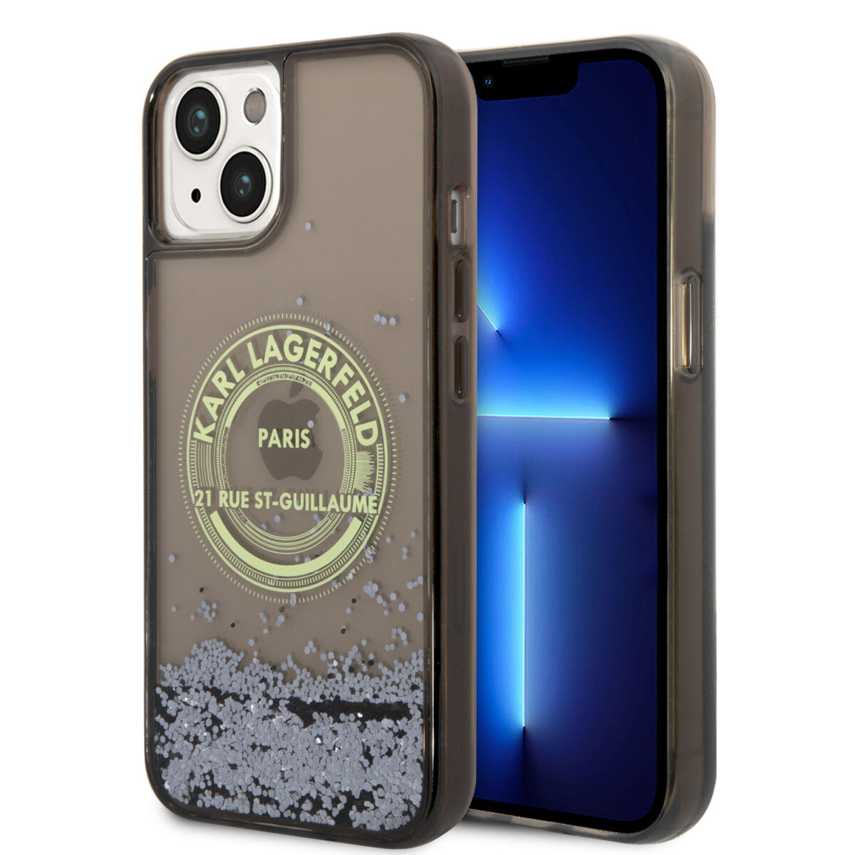 Karl Lagerfeld Liquid Glitter “St.Guillaume Logo Collection” Translucent Case Θήκη Προστασίας – Iphone 14 Plus (Clear Black/Glitter) – Θήκη για κινητό από το PhoneBazaar.gr