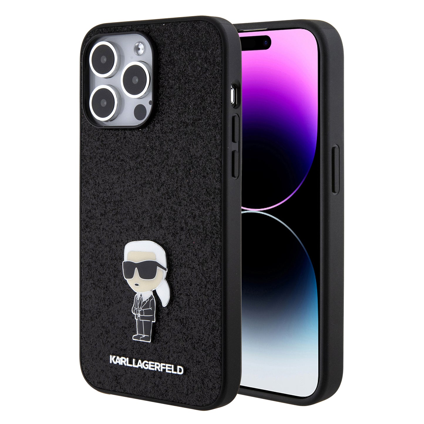 Karl Lagerfeld Ikonik Fixed Glitter Hard Case With Ikonik Metal Logo Θήκη Προστασίας Από Σιλικόνη – Iphone 14 Pro Max (Glitter Black - Klhcp14Xgknpsk) – Θήκη για κινητό από το PhoneBazaar.gr