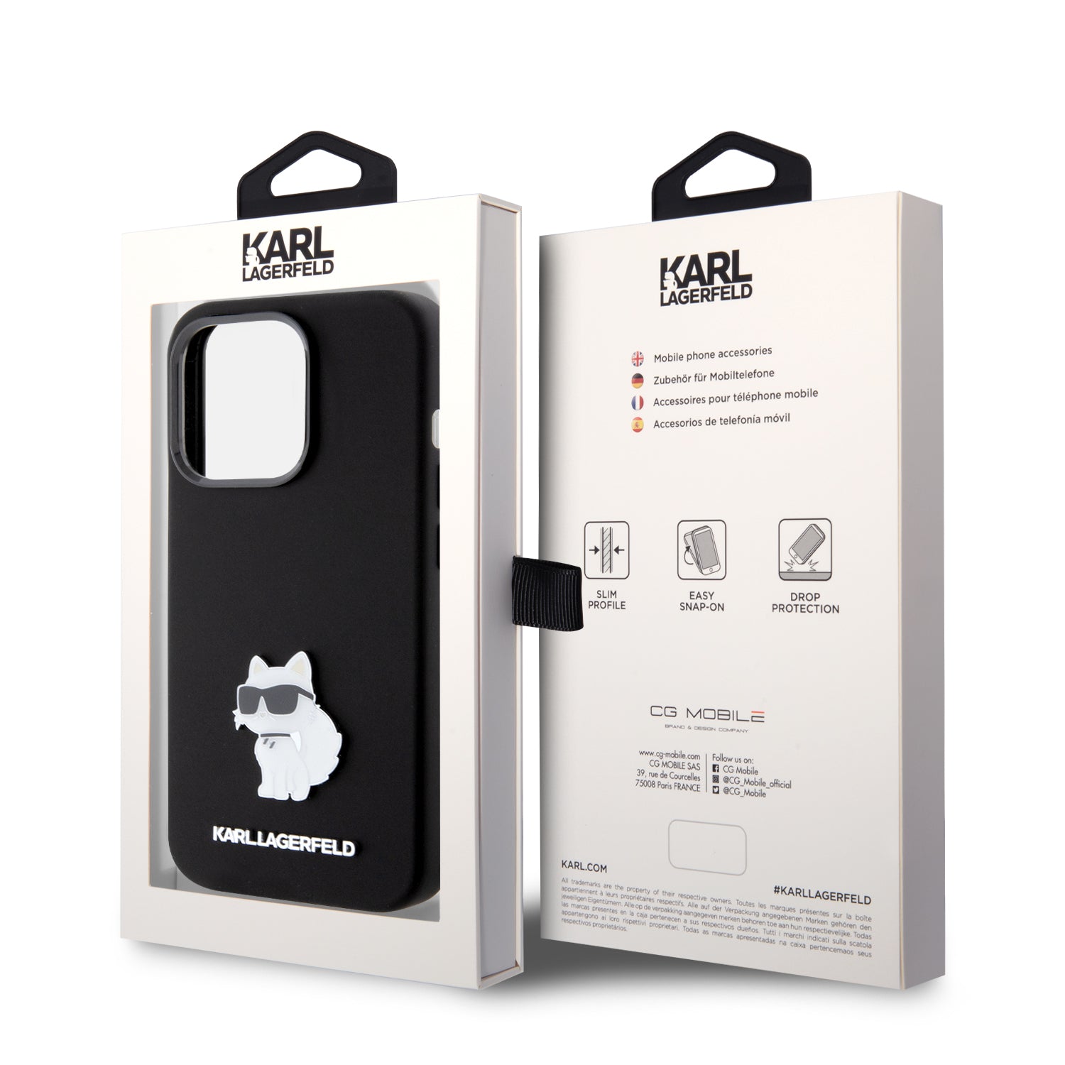 Karl Lagerfeld Choupette Metal Pin Hard Case Θήκη προστασίας από σιλικόνη – iPhone 15 Pro (Black – KLHCP15LSMHCNPK)
