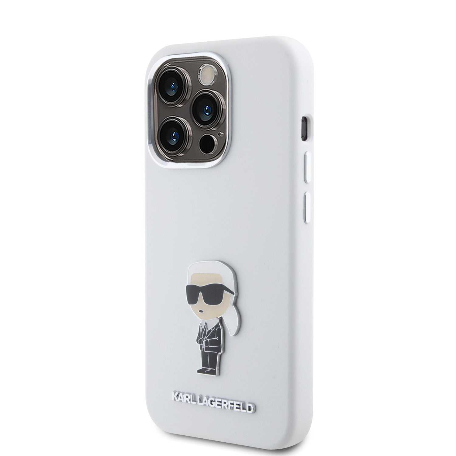 Karl Lagerfeld Ikonik Metal Pin Hard Case Θήκη προστασίας από σιλικόνη – iPhone 15 Pro (White – KLHCP15LSMHKNPH)