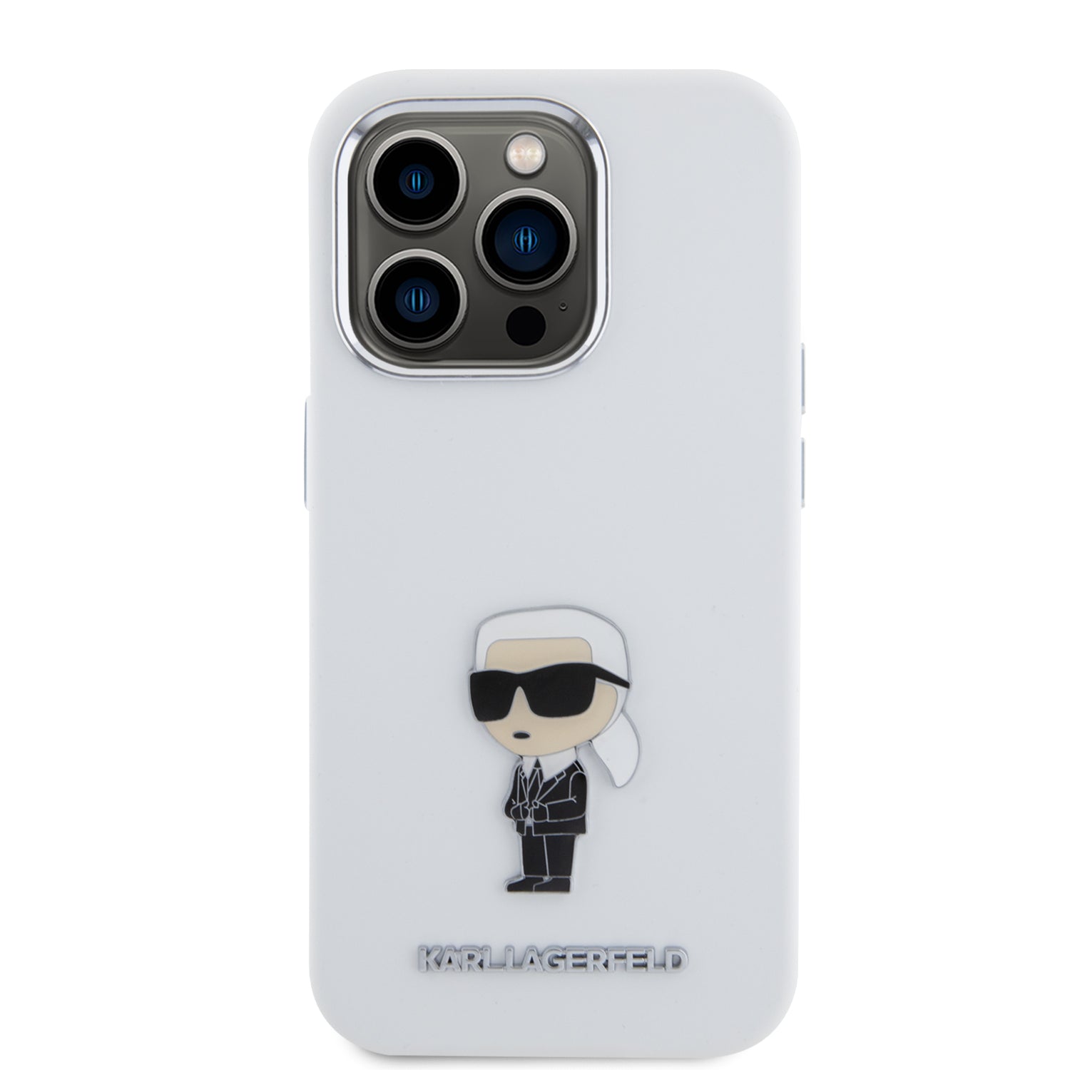 Karl Lagerfeld Ikonik Metal Pin Hard Case Θήκη προστασίας από σιλικόνη – iPhone 15 Pro (White – KLHCP15LSMHKNPH)