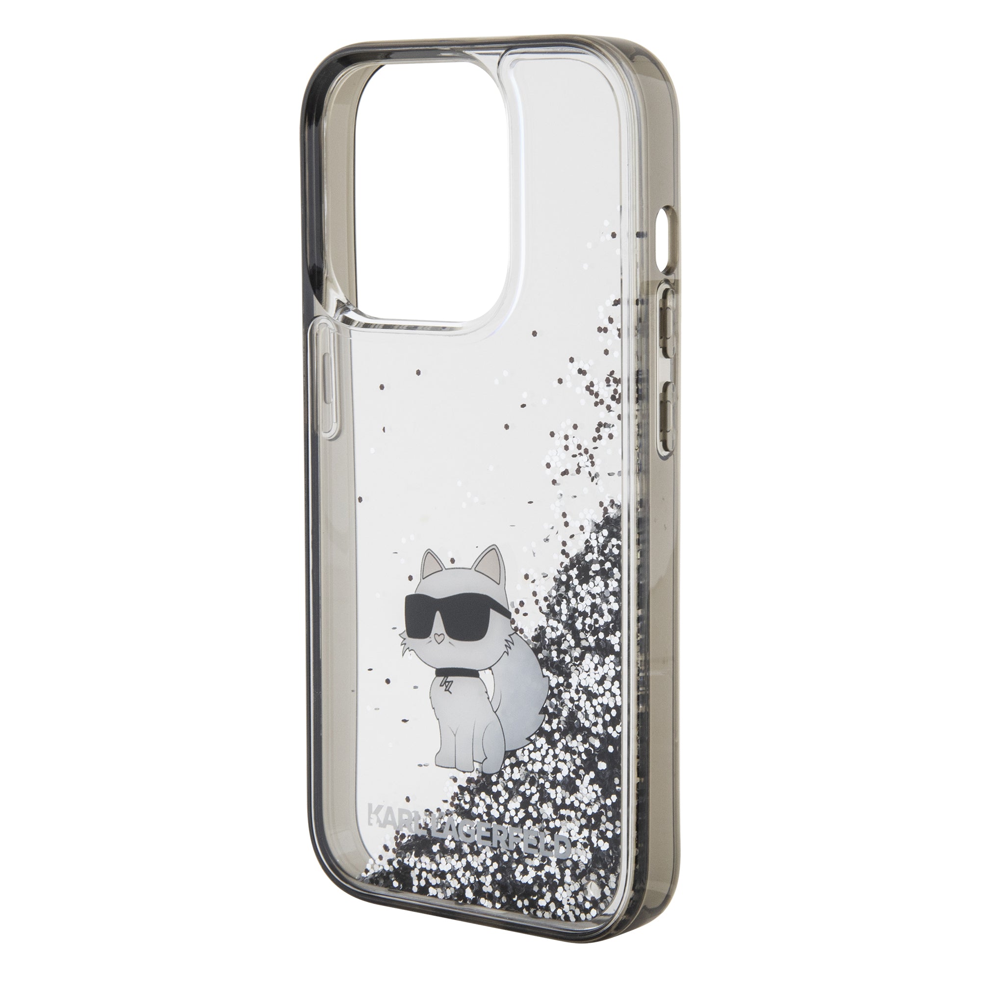 Karl Lagerfeld Ikonik Case Choupette Θήκη προστασίας από Liquid σιλικόνη – iPhone 15 Pro Max (Clear / Silver Glitter – KLHCP15XLKCNSK)
