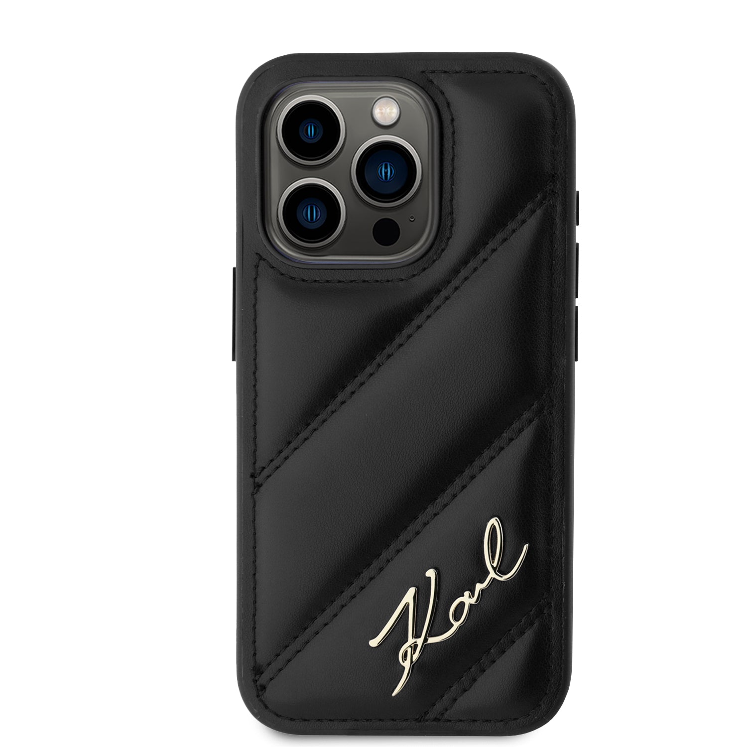 Karl Lagerfeld “Quilted Metal Signature Logo Collection” Case Θήκη προστασίας από δερματίνη – iPhone 15 Pro Max (Μαύρο – KLHCP15XPQDSMGK)