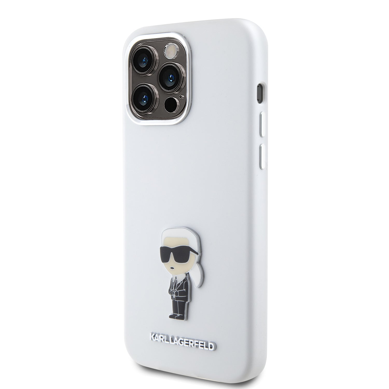 Karl Lagerfeld Ikonik Metal Pin Hard Case Θήκη προστασίας από σιλικόνη – iPhone 15 Pro Max (White – KLHCP15XSMHKNPH)