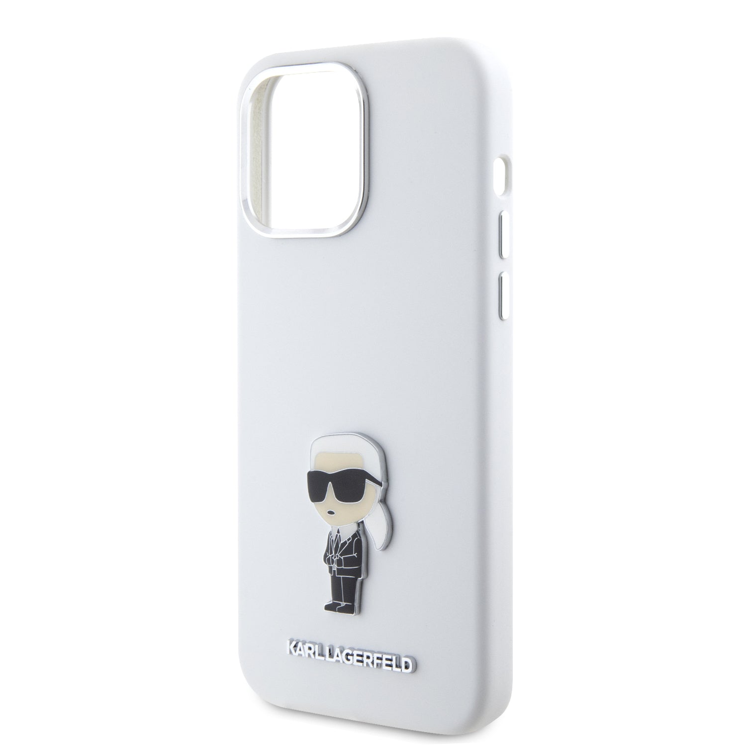 Karl Lagerfeld Ikonik Metal Pin Hard Case Θήκη προστασίας από σιλικόνη – iPhone 15 Pro Max (White – KLHCP15XSMHKNPH)
