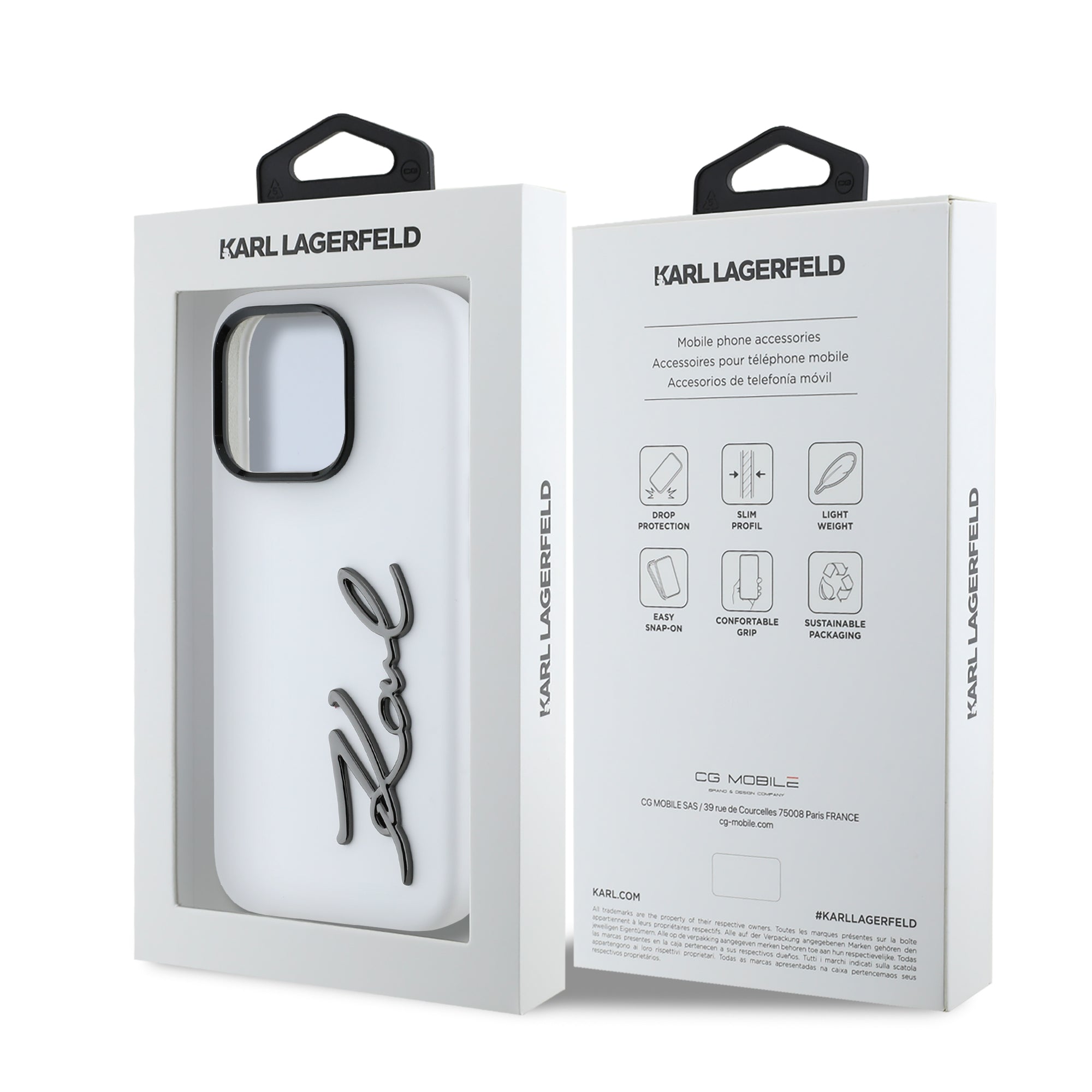 Karl Lagerfeld “Signature Metal Logo Collection” Hard Case Θήκη προστασίας από σιλικόνη – iPhone 16 Pro (Λευκό – KLHCP16LSCMSMVH)