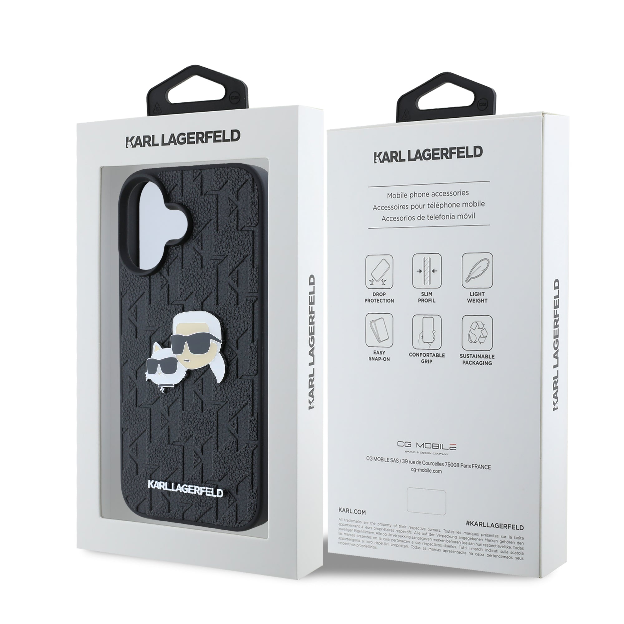 Karl Lagerfeld Monogram Ikonik Patch Saffiano Case Θήκη προστασίας από δερματίνη – iPhone 16 (Μαύρο – KLHCP16SPGKLKCPK)