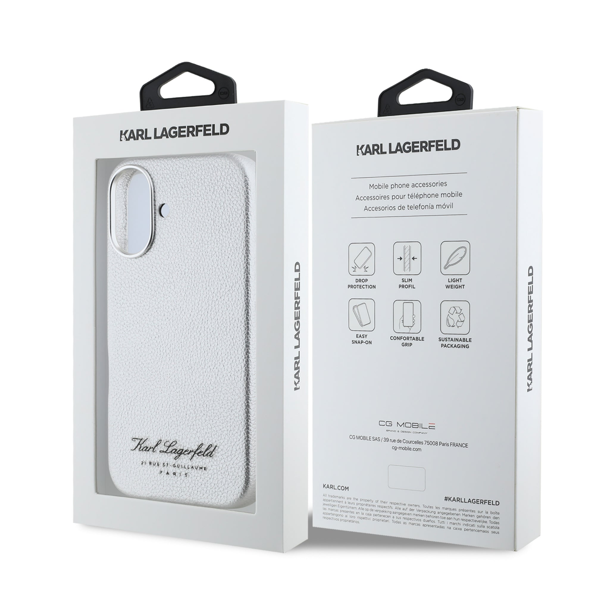 Karl Lagerfeld “Rue St.Guillaume Logo Collection” Θήκη προστασίας από σιλικόνη – iPhone 16 (Γκρι – KLHCP16SPGWCMKHK)