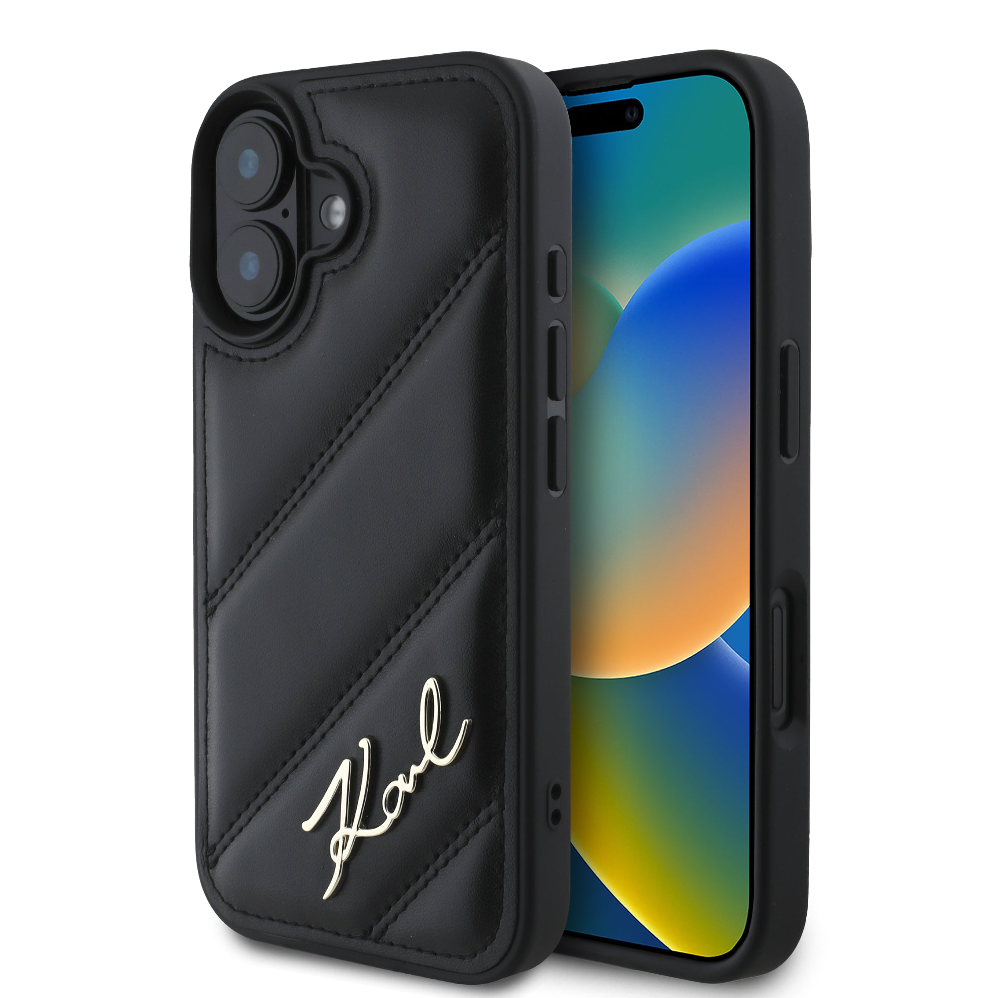 Karl Lagerfeld “Quilted Metal Signature Logo Collection” Case Θήκη προστασίας από δερματίνη – iPhone 16 (Μαύρο – KLHCP16SPQDSMGK) – PhoneBazaar