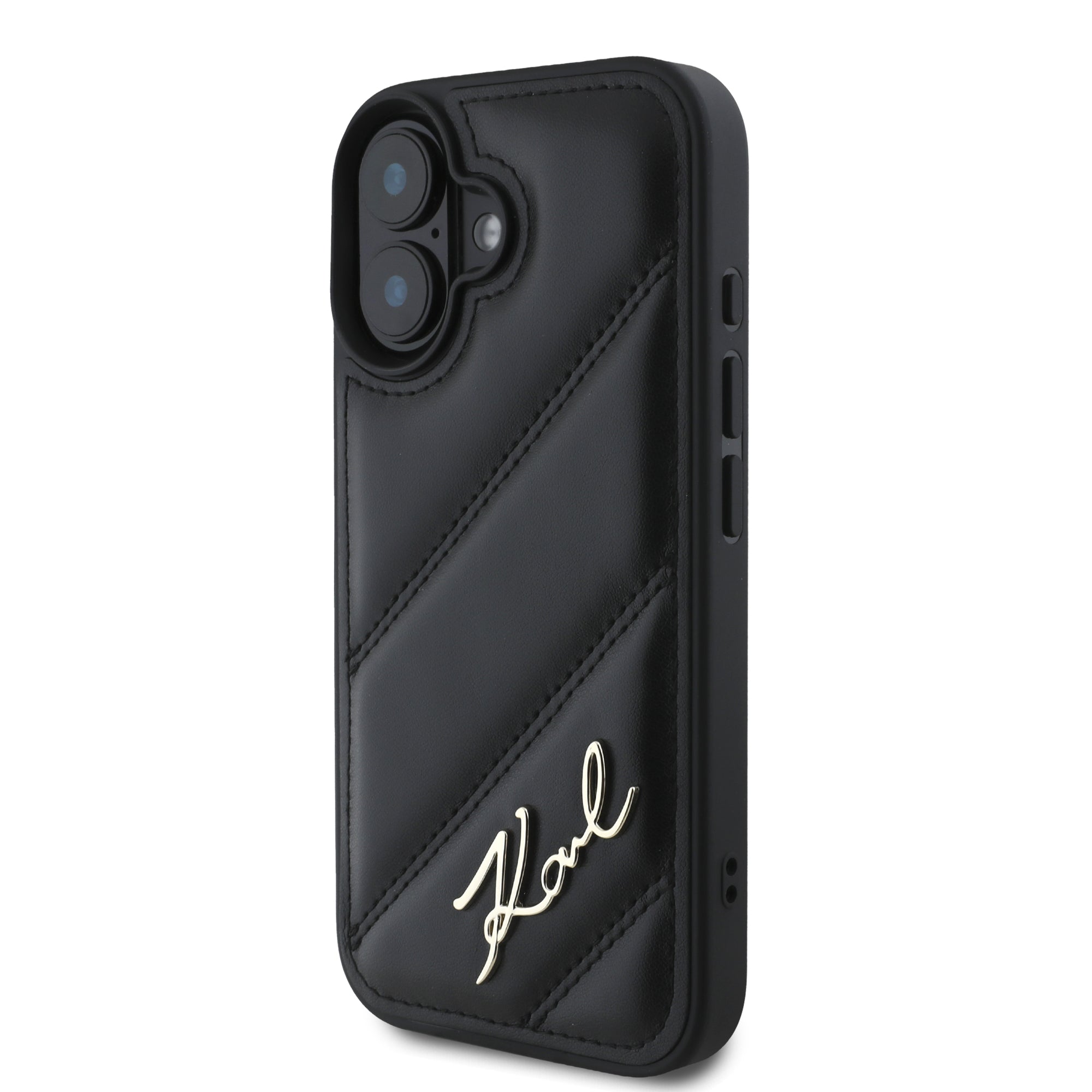 Karl Lagerfeld “Quilted Metal Signature Logo Collection” Case Θήκη προστασίας από δερματίνη – iPhone 16 (Μαύρο – KLHCP16SPQDSMGK)