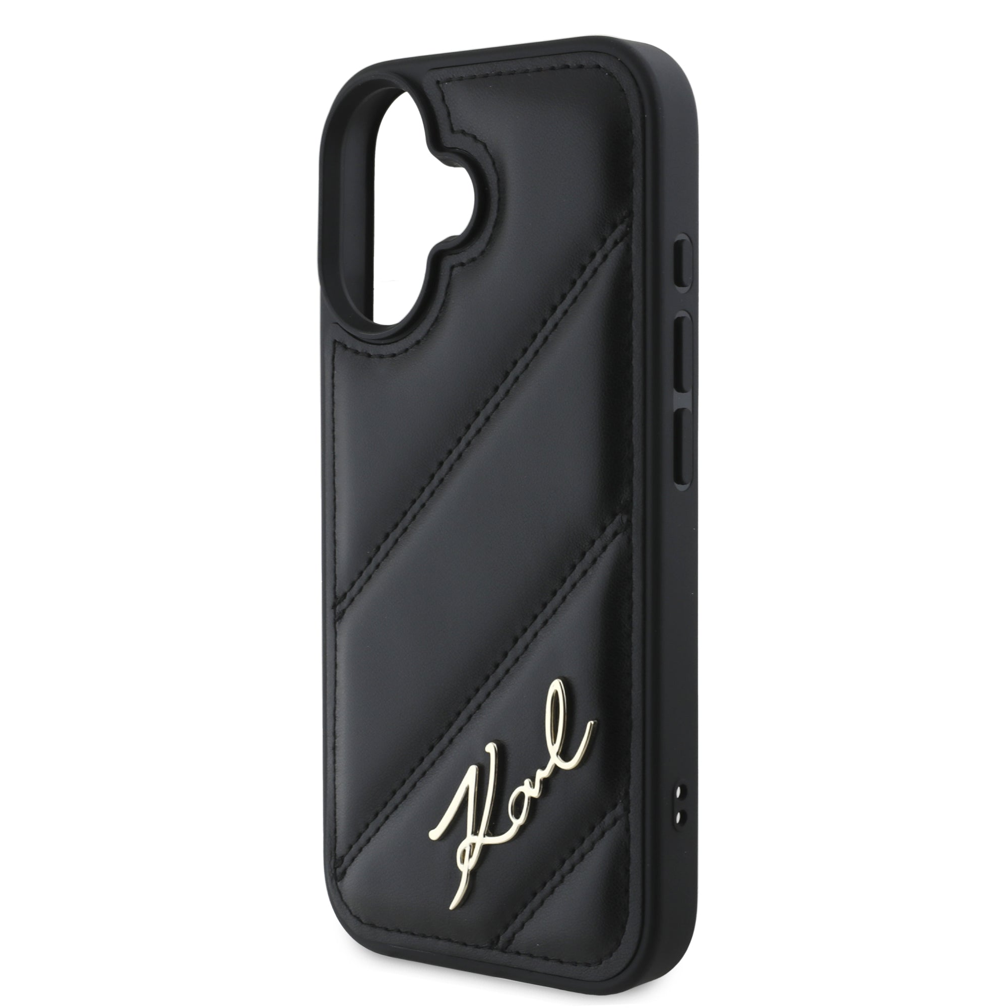Karl Lagerfeld “Quilted Metal Signature Logo Collection” Case Θήκη προστασίας από δερματίνη – iPhone 16 (Μαύρο – KLHCP16SPQDSMGK)