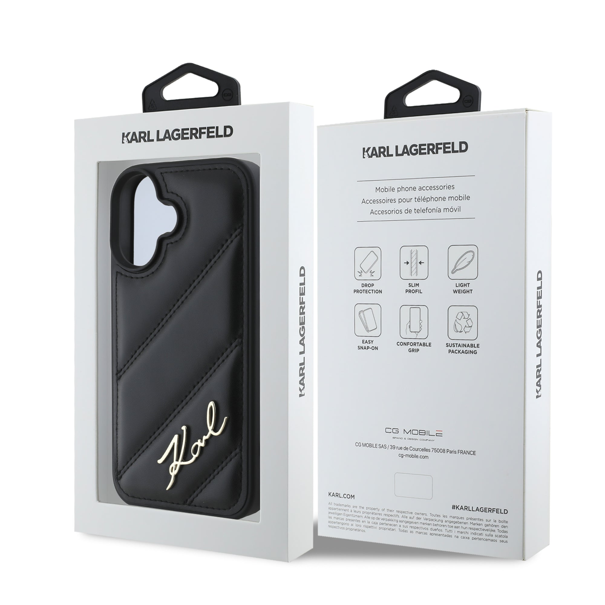 Karl Lagerfeld “Quilted Metal Signature Logo Collection” Case Θήκη προστασίας από δερματίνη – iPhone 16 (Μαύρο – KLHCP16SPQDSMGK)