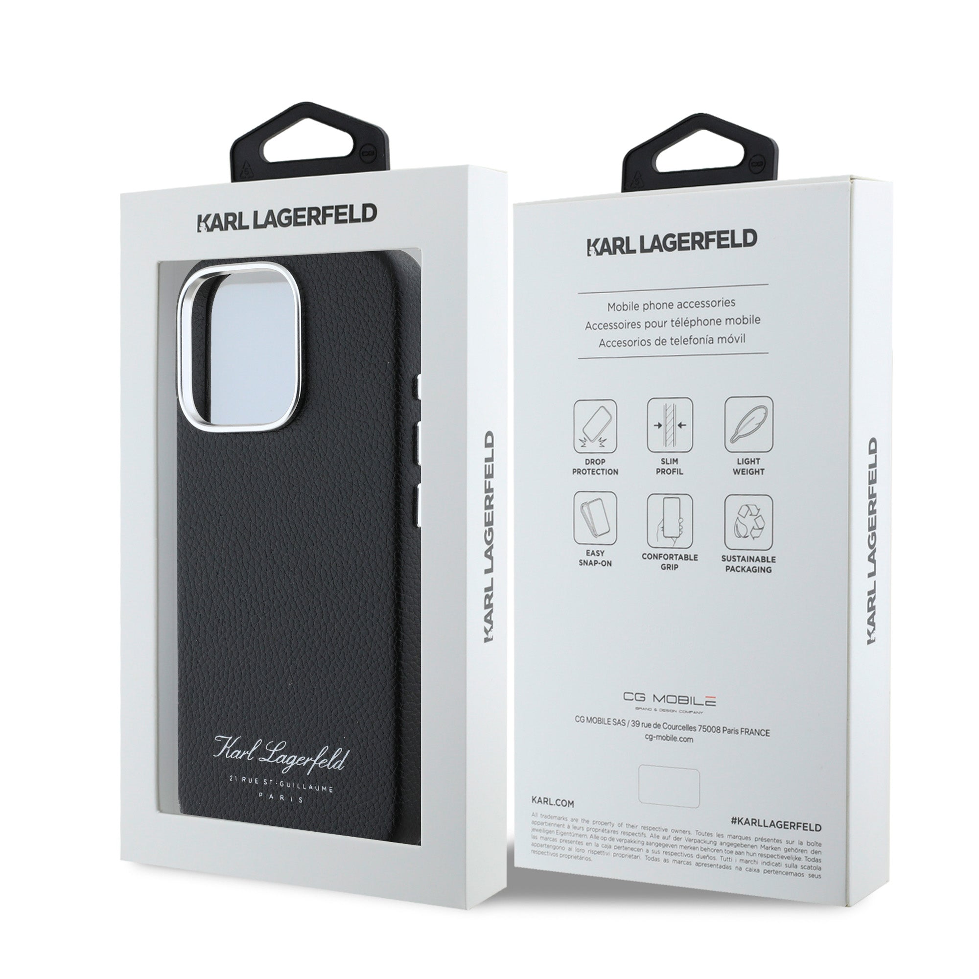 Karl Lagerfeld “Rue St.Guillaume Logo Collection” Θήκη προστασίας από σιλικόνη – iPhone 16 Pro Max (Μαύρο – KLHCP16XPGWCMKHK)