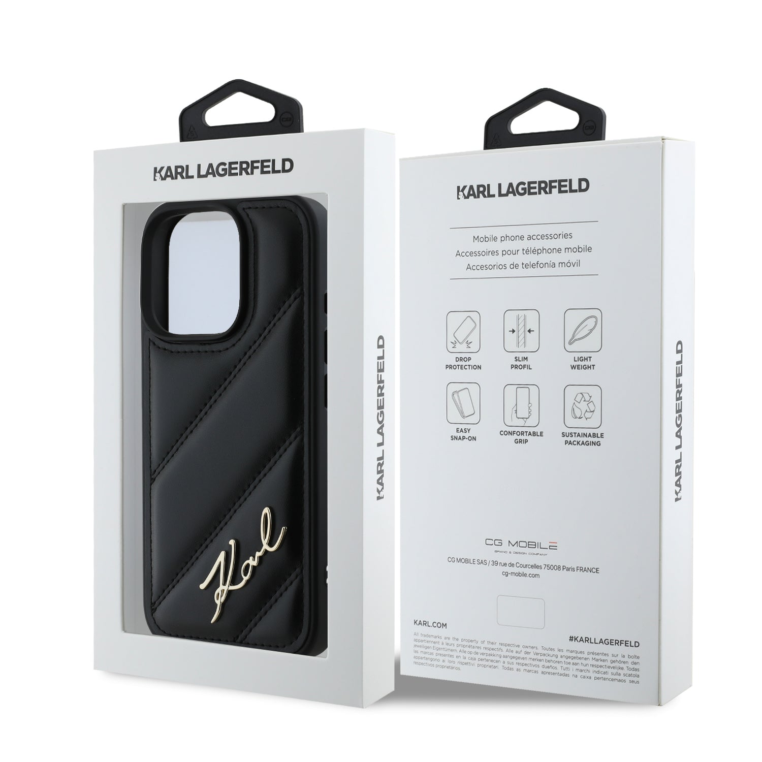 Karl Lagerfeld “Quilted Metal Signature Logo Collection” Case Θήκη προστασίας από δερματίνη – iPhone 16 Pro Max (Μαύρο – KLHCP16XPQDSMGK)