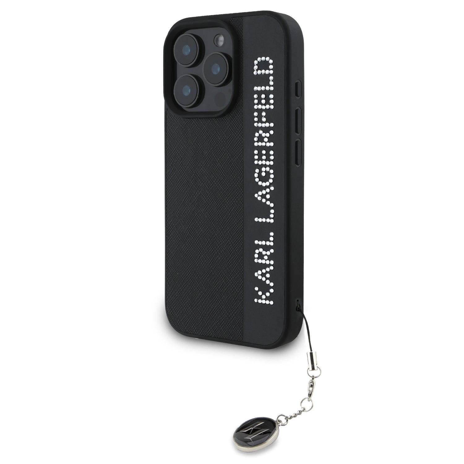Karl Lagerfeld “Rhinestones and Charm” Θήκη προστασίας από για iPhone 16 Pro Max με κρεμαστό στολίδι (Μαύρο – KLHCP16XPSAKDGCK) – PhoneBazaar