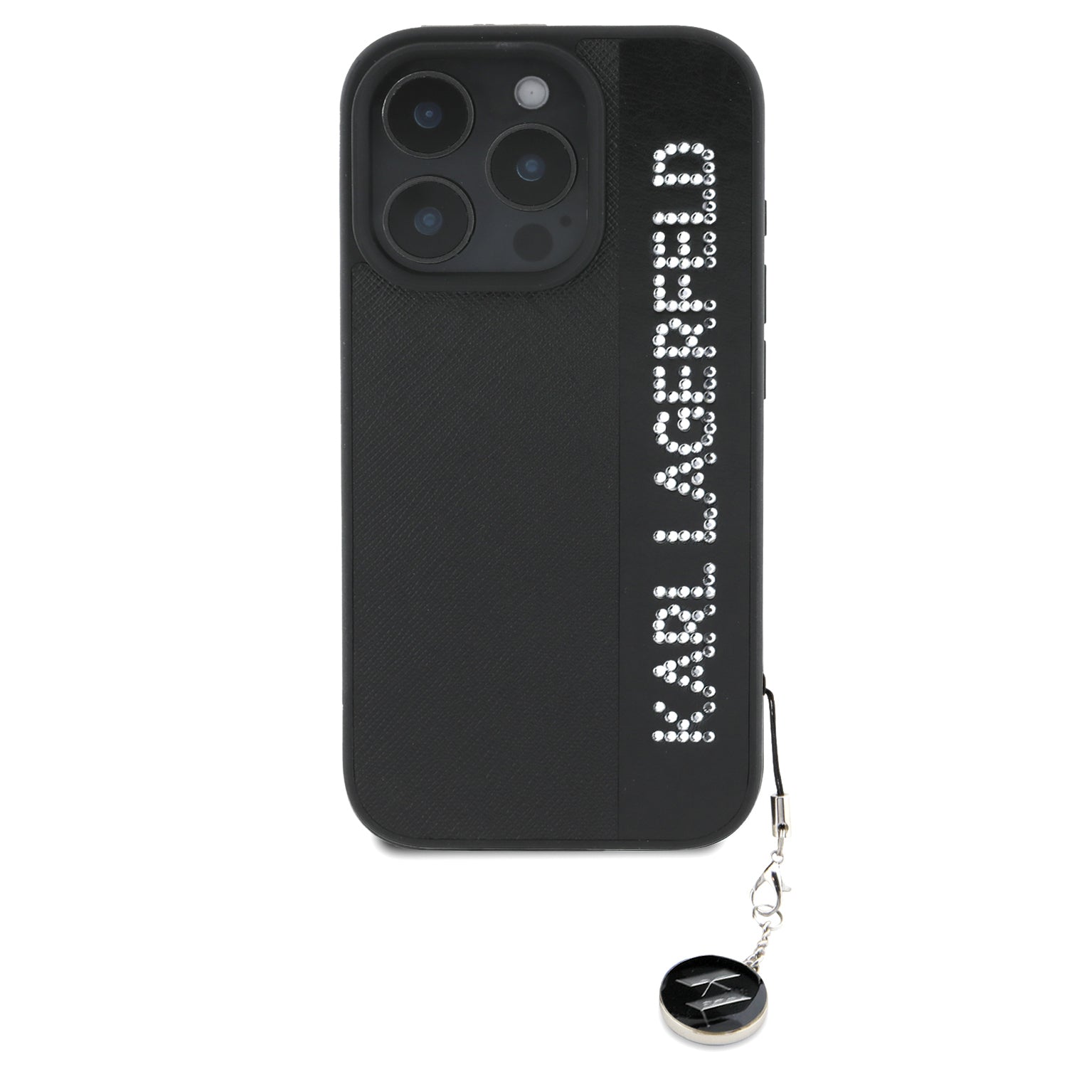 Karl Lagerfeld “Rhinestones and Charm” Θήκη προστασίας από για iPhone 16 Pro Max με κρεμαστό στολίδι (Μαύρο – KLHCP16XPSAKDGCK)