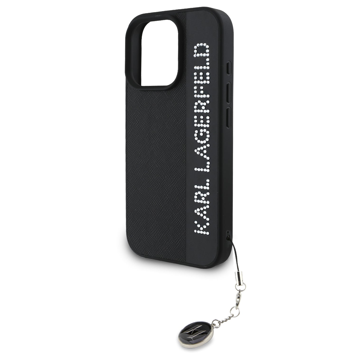 Karl Lagerfeld “Rhinestones and Charm” Θήκη προστασίας από για iPhone 16 Pro Max με κρεμαστό στολίδι (Μαύρο – KLHCP16XPSAKDGCK)